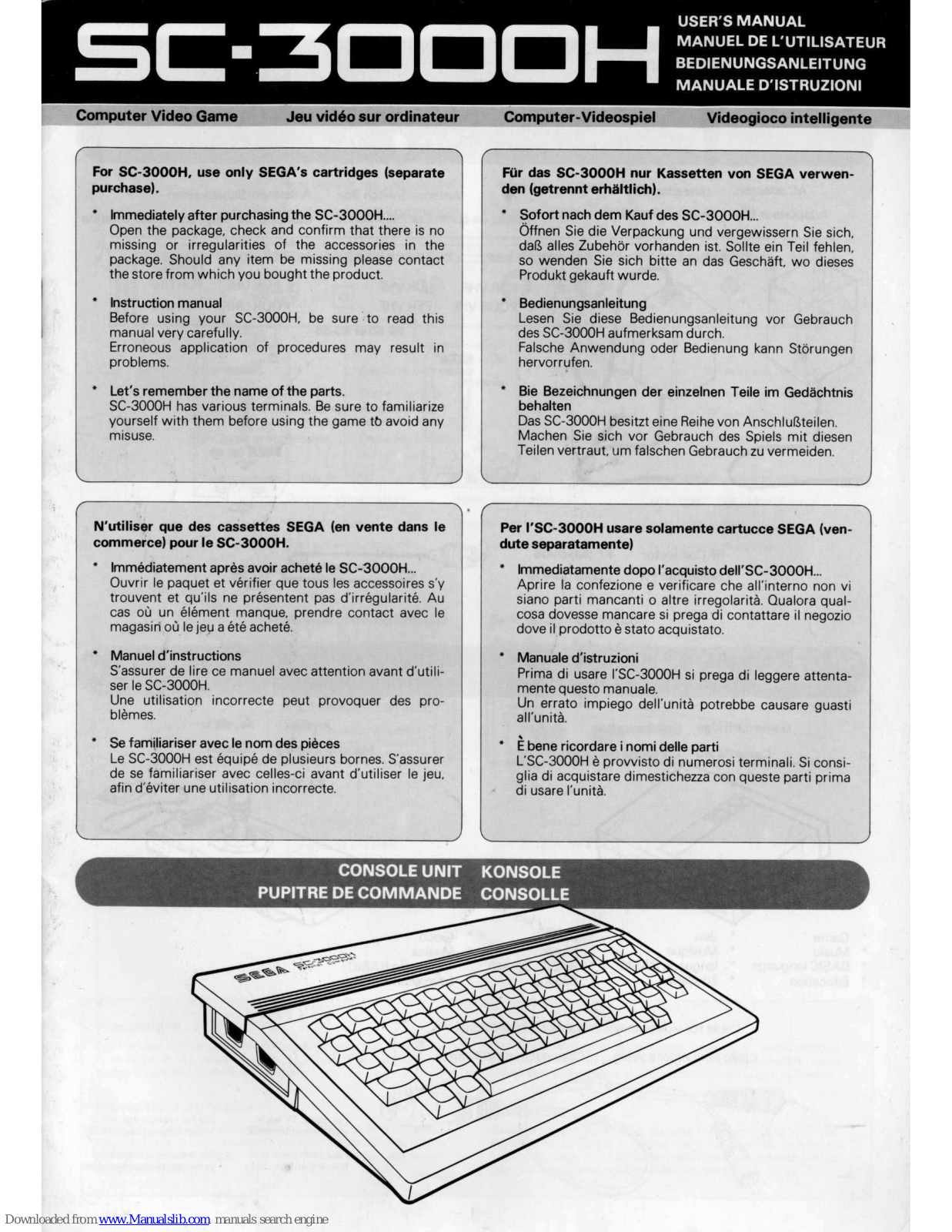 Sega sc-3000h User Manual