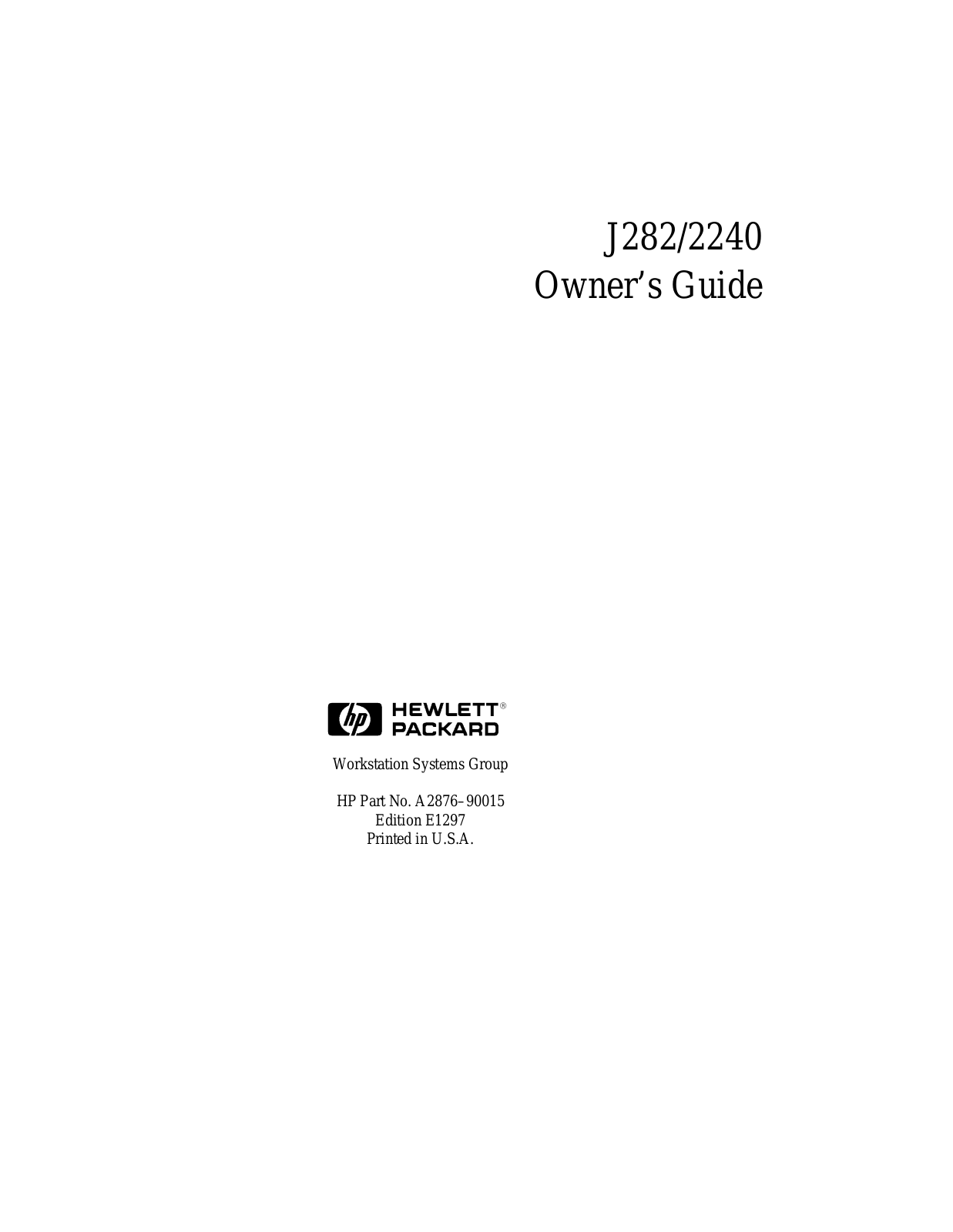 HP 2240, J282 User Manual