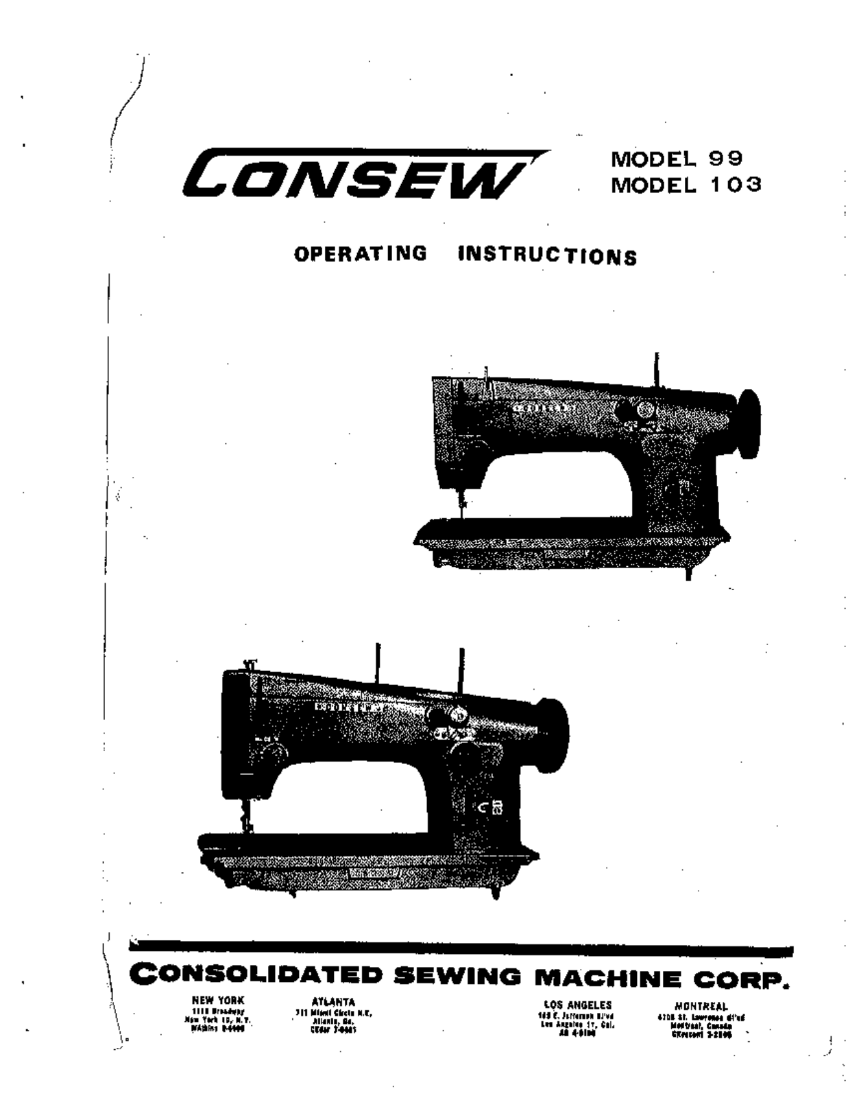 CONSEW 99, 103 Operating Instruction