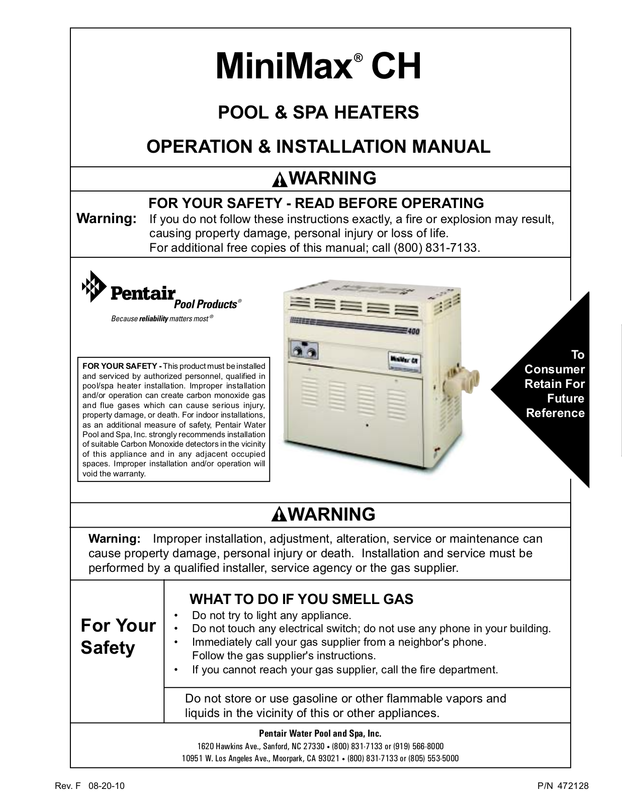 Pentair MiniMax CH Installation Manual