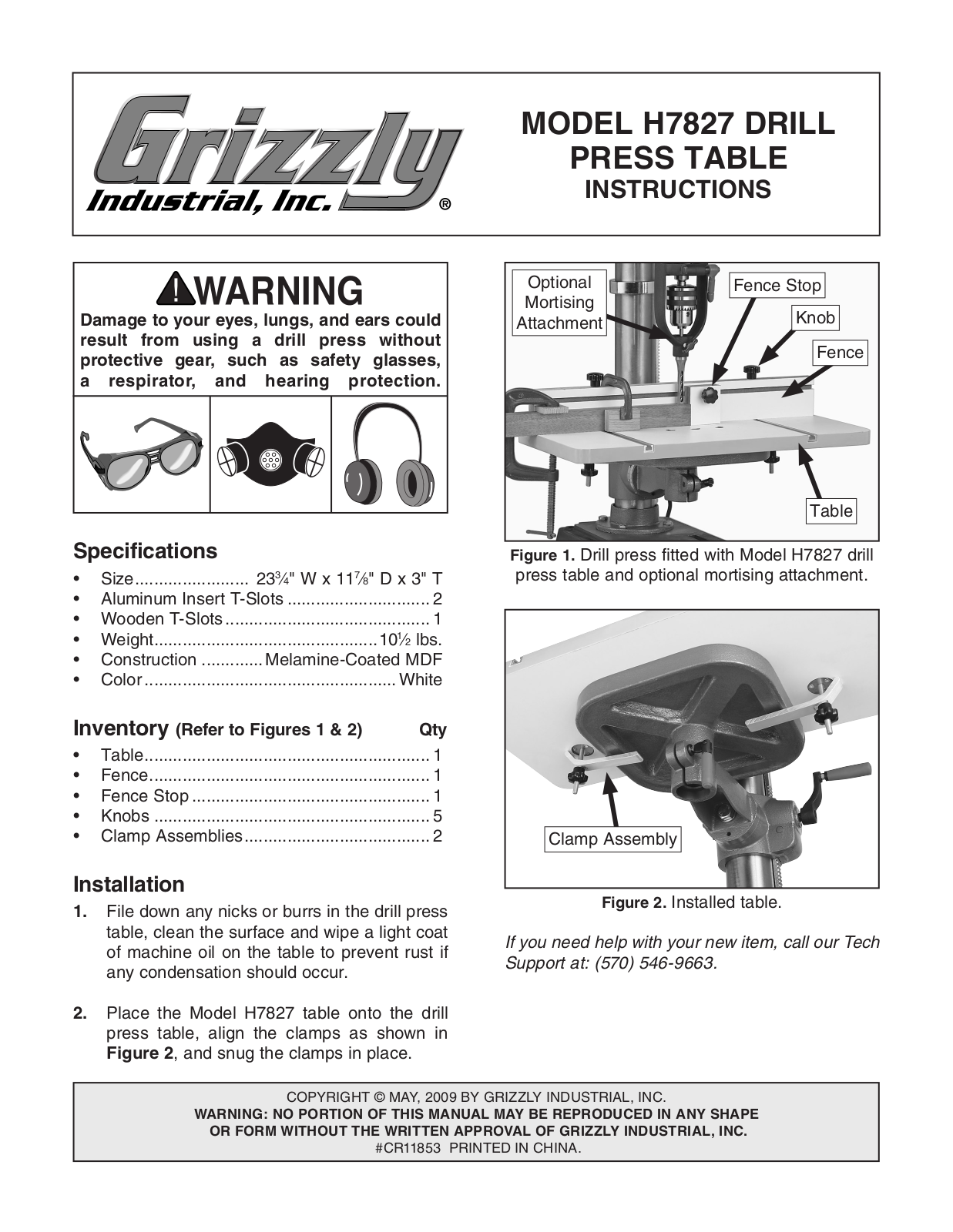 Grizzly H7827 User Manual