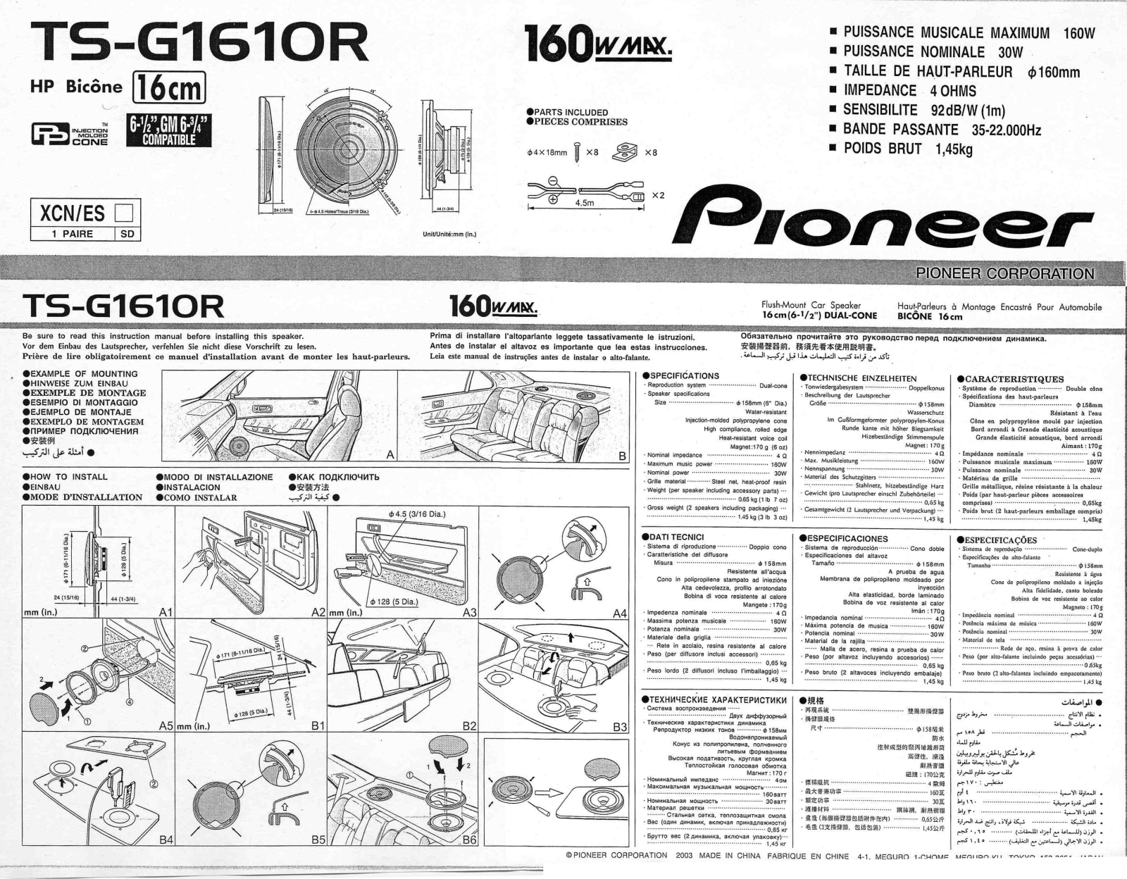 Pioneer TS-G1610R Manual