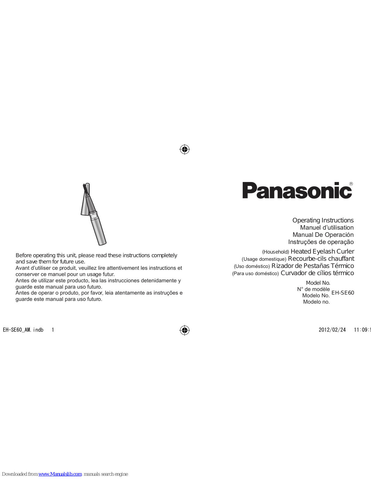 Panasonic EH-SE60VP, EH-SE60 Operating Instructions Manual