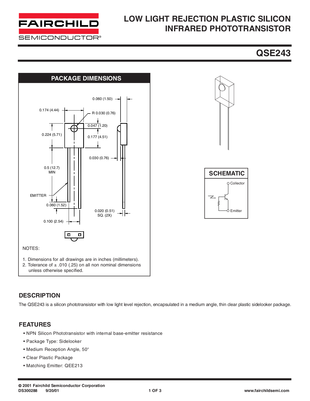 Fairchild Semiconductor QSE243 Datasheet