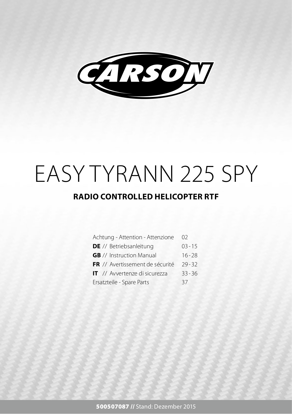 Carson Easy Tyrann 225 SPY Service Manual