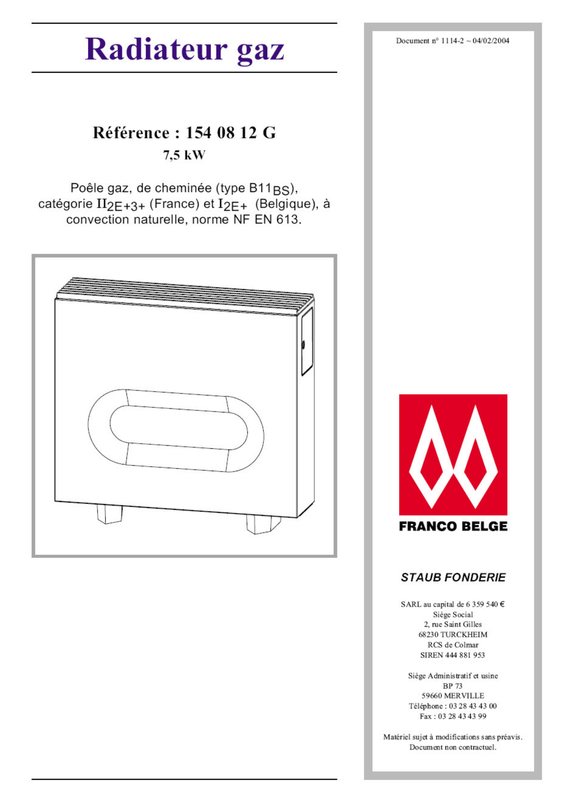 STAUB RADIATEUR 154 08 12 User Manual