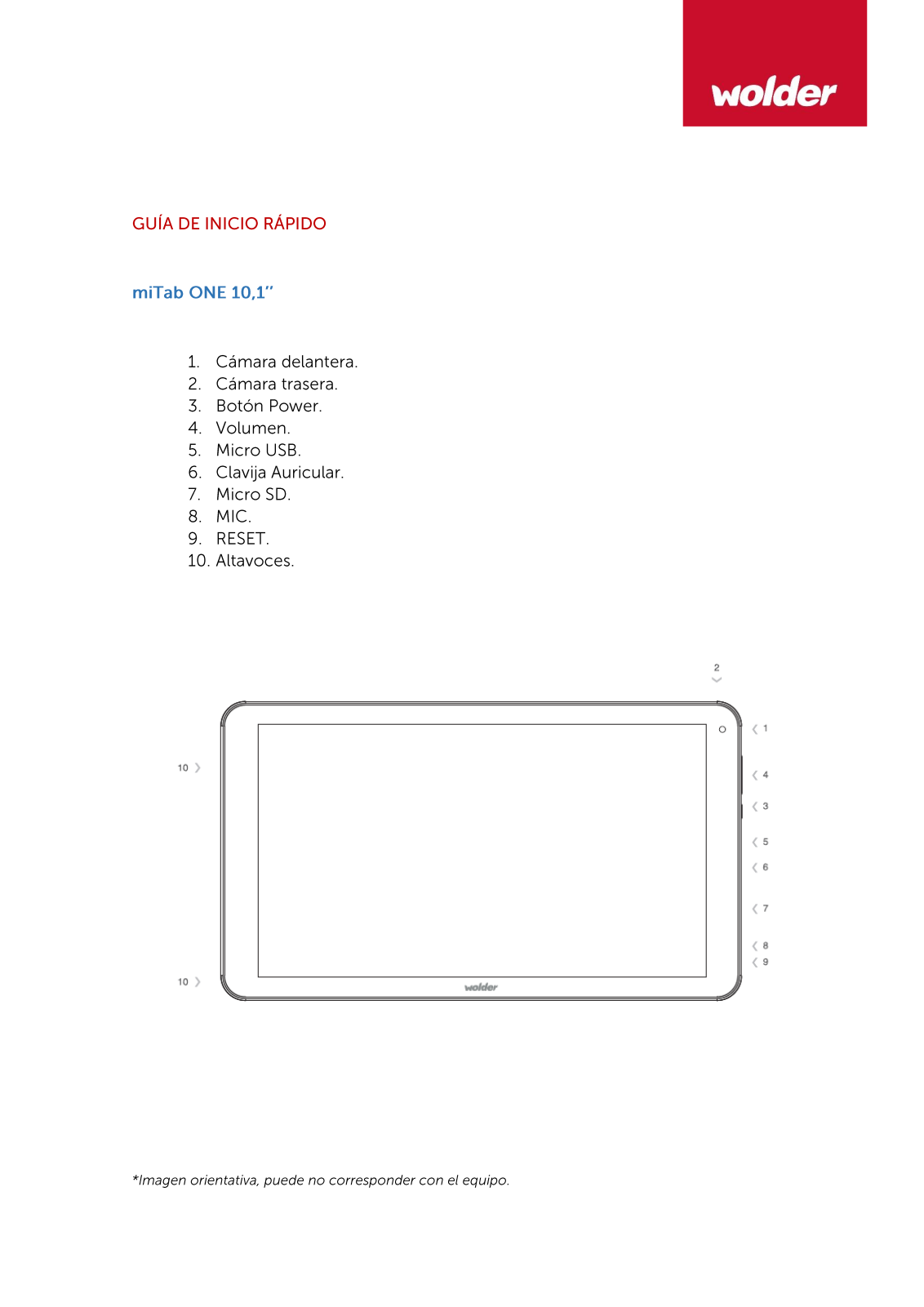 Wolder miTab One 10.1 Manual de Usuario