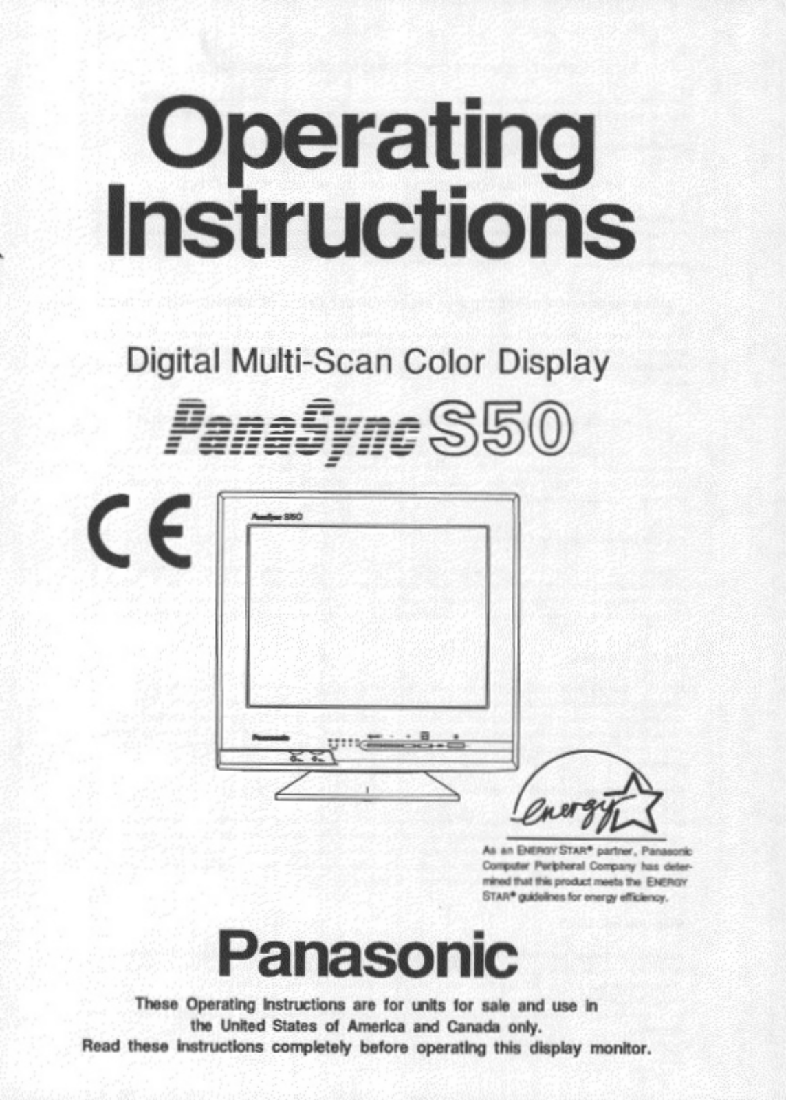 Panasonic s-50 Operation Manual