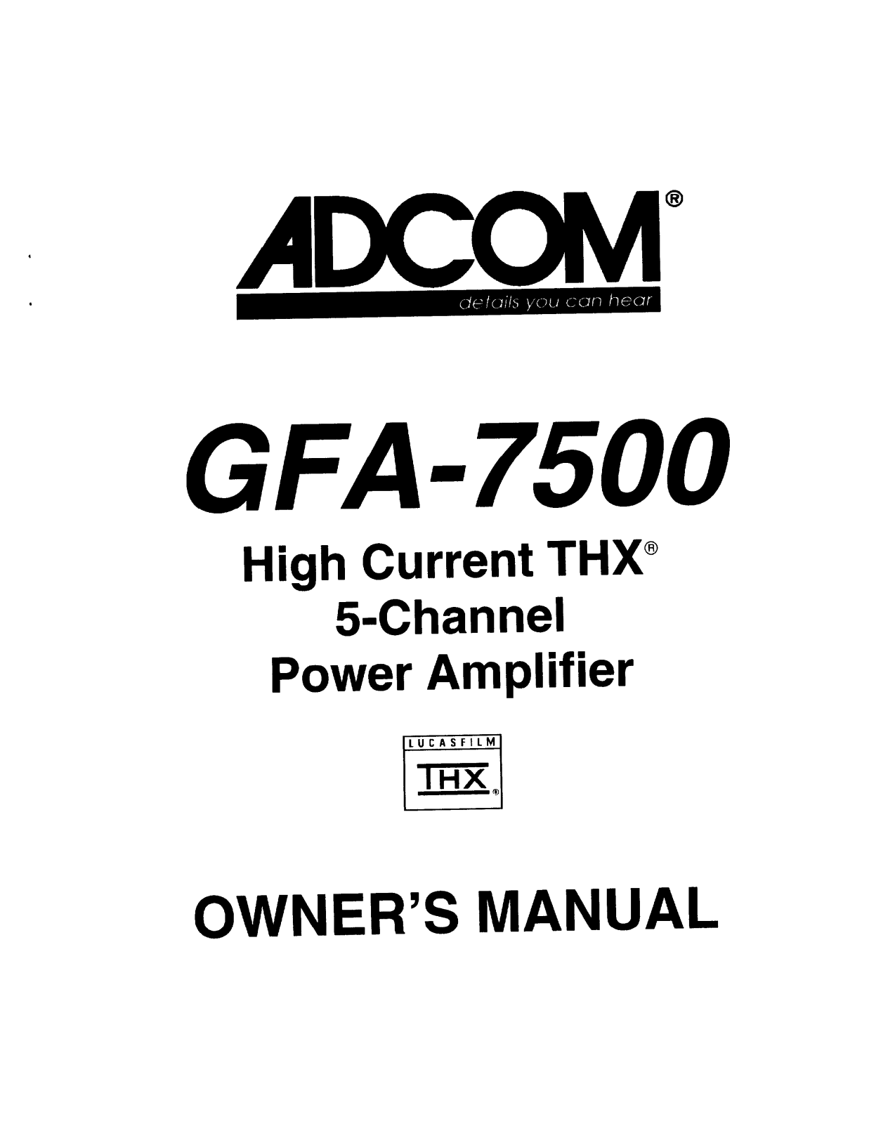 Adcom GFA-7500 User Manual