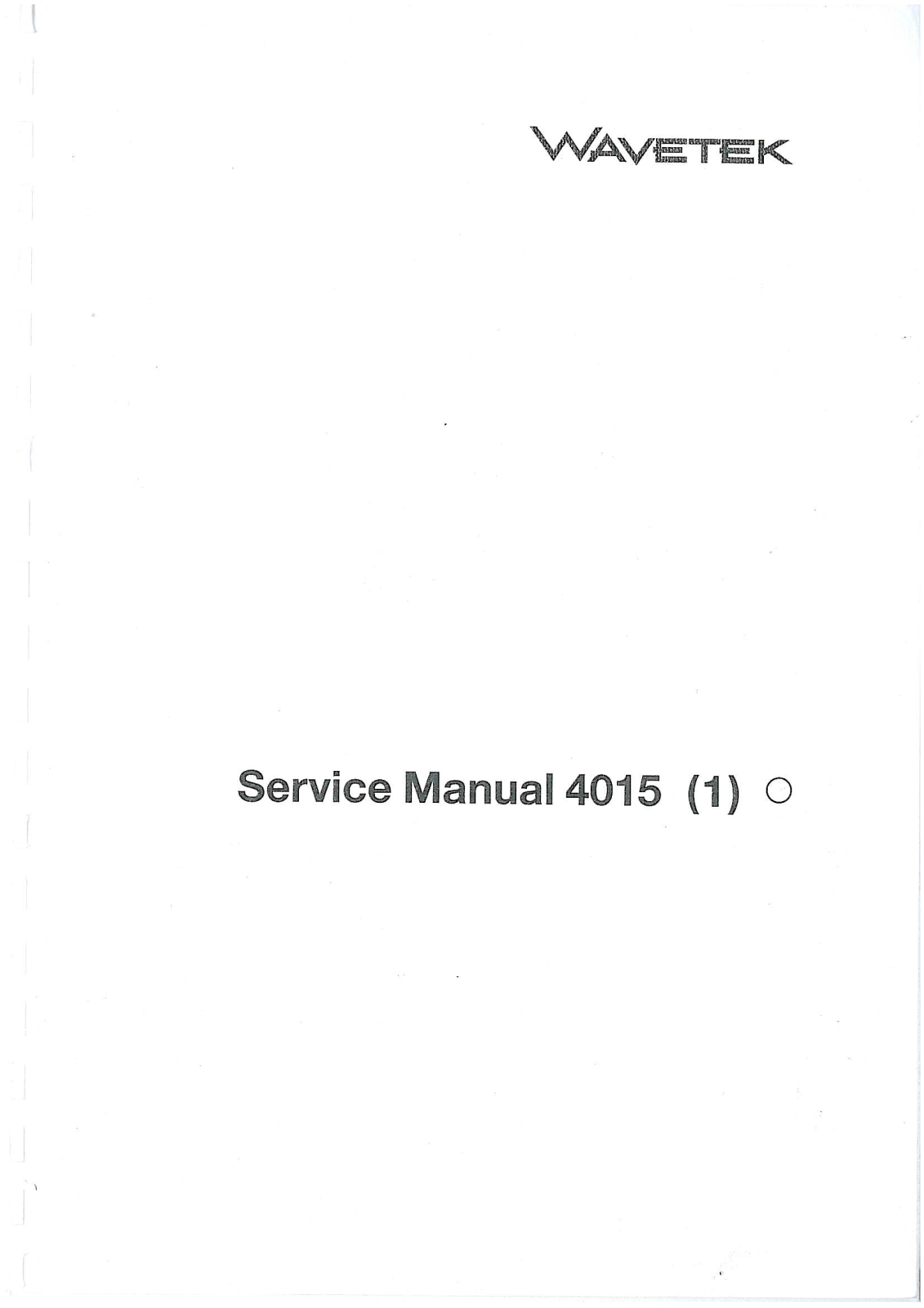 Wavetek 4015 Service Manual