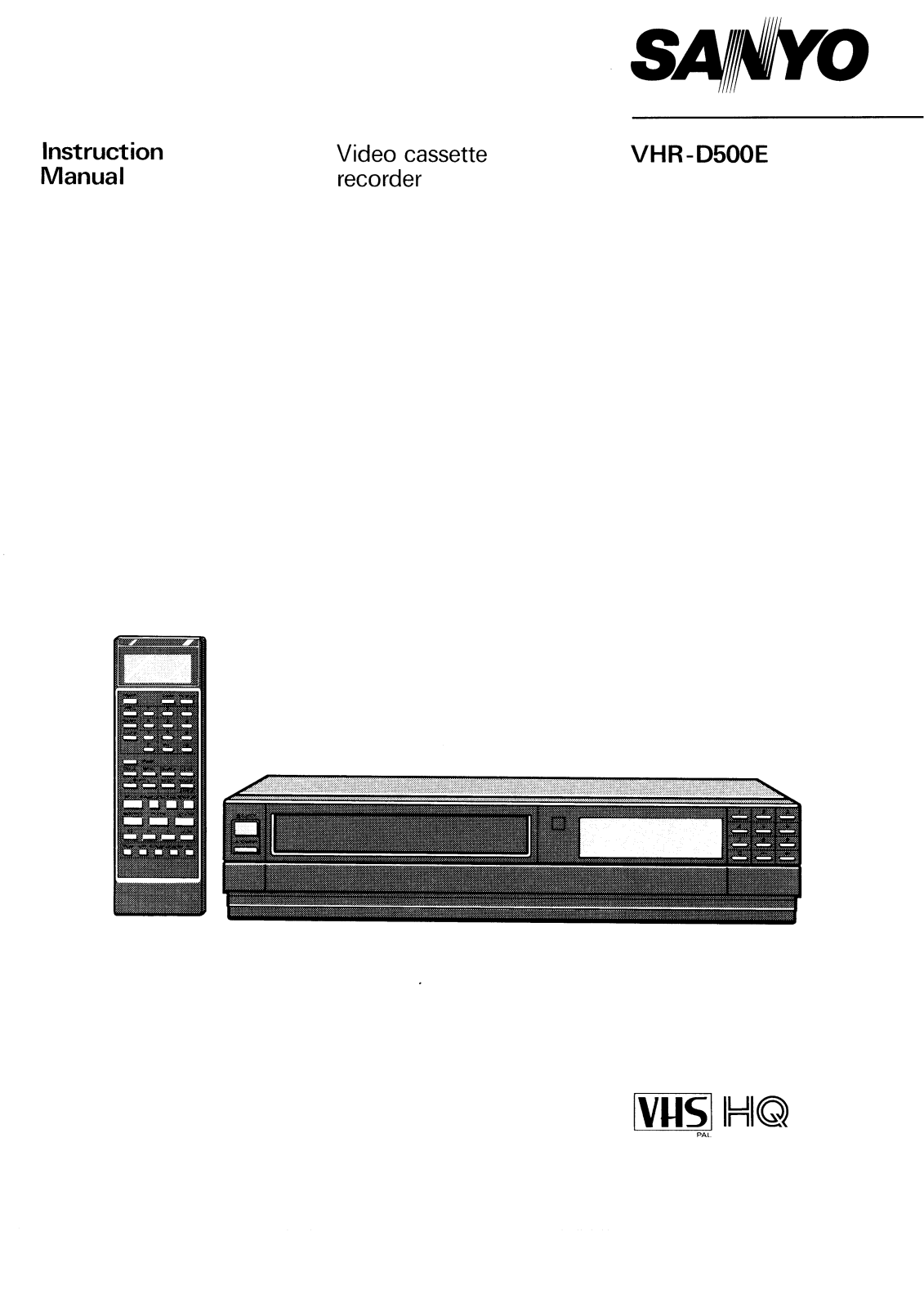 Sanyo VHR-D500E Instruction Manual