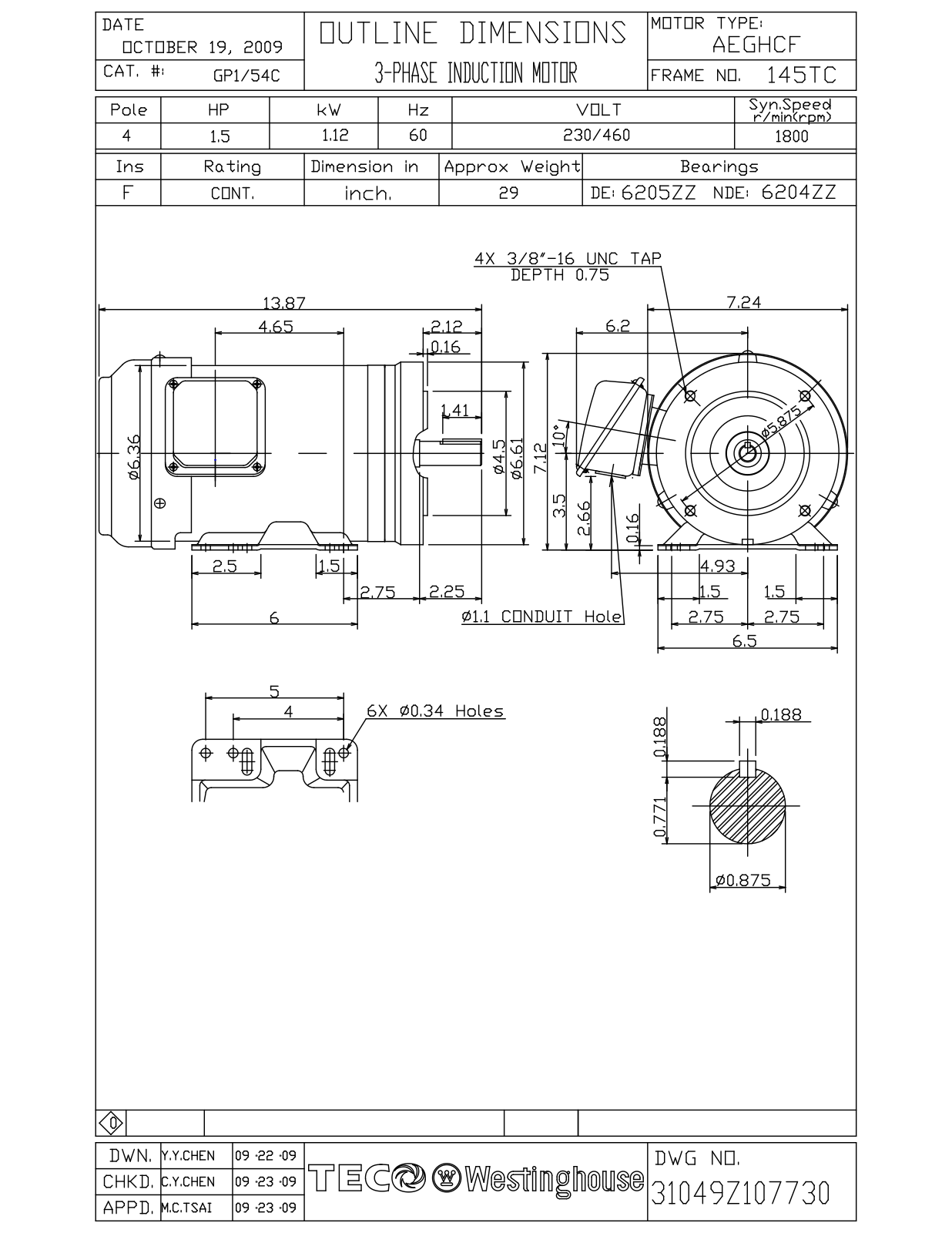 Datasheet GP1/54C Reference Drawing (Teco) - ManualMachine.com