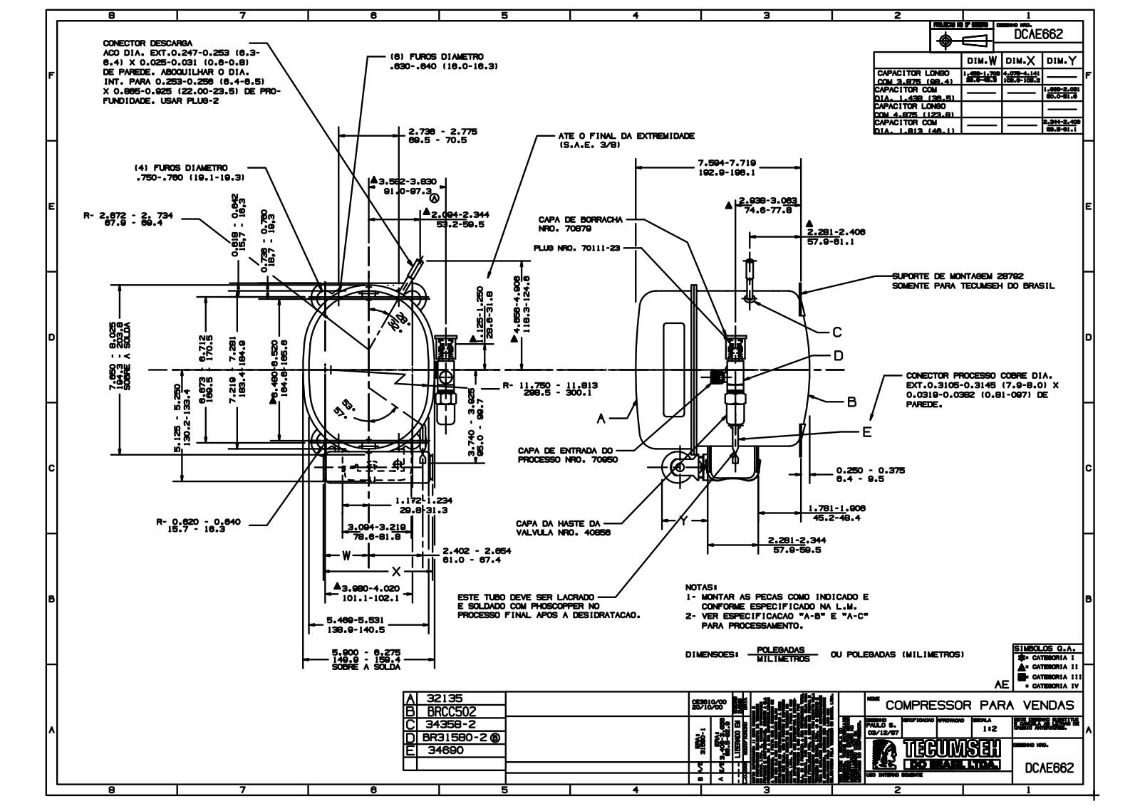 Tecumseh AEA2410AXA Drawing Data