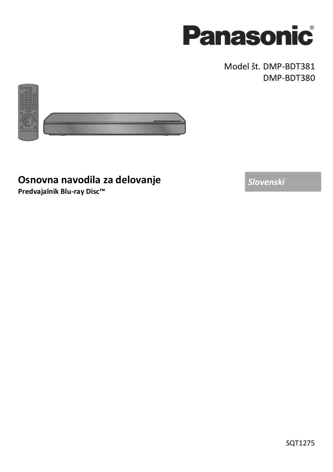 Panasonic DMP-BDT380, DMP-BDT381 User Manual