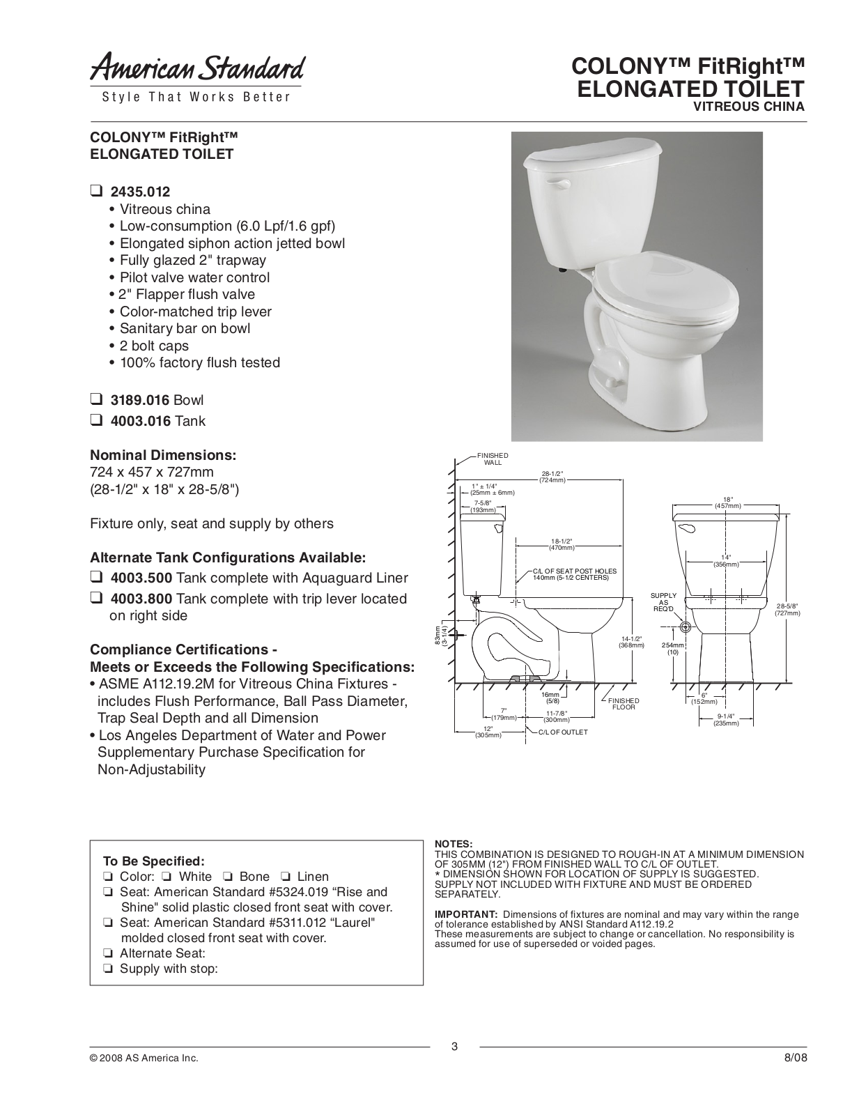 American Standard 2435.012 User Manual