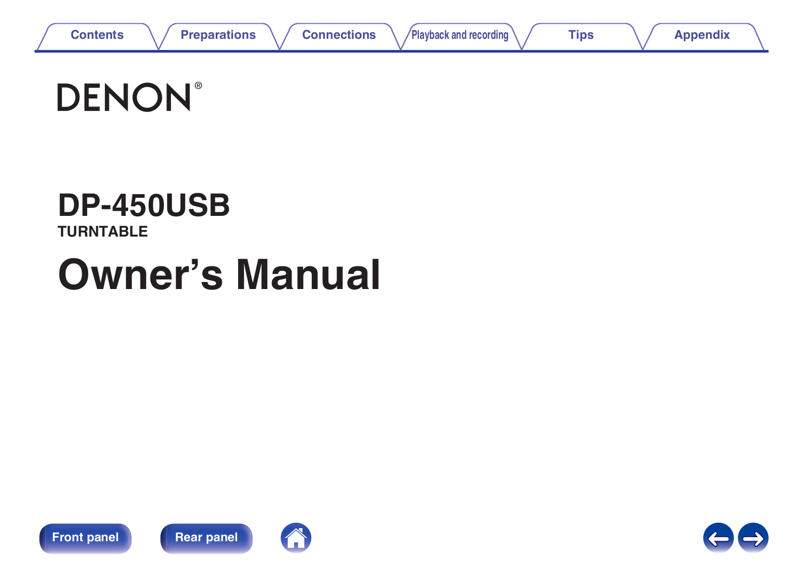 Denon DP-450USB Owner's Manual