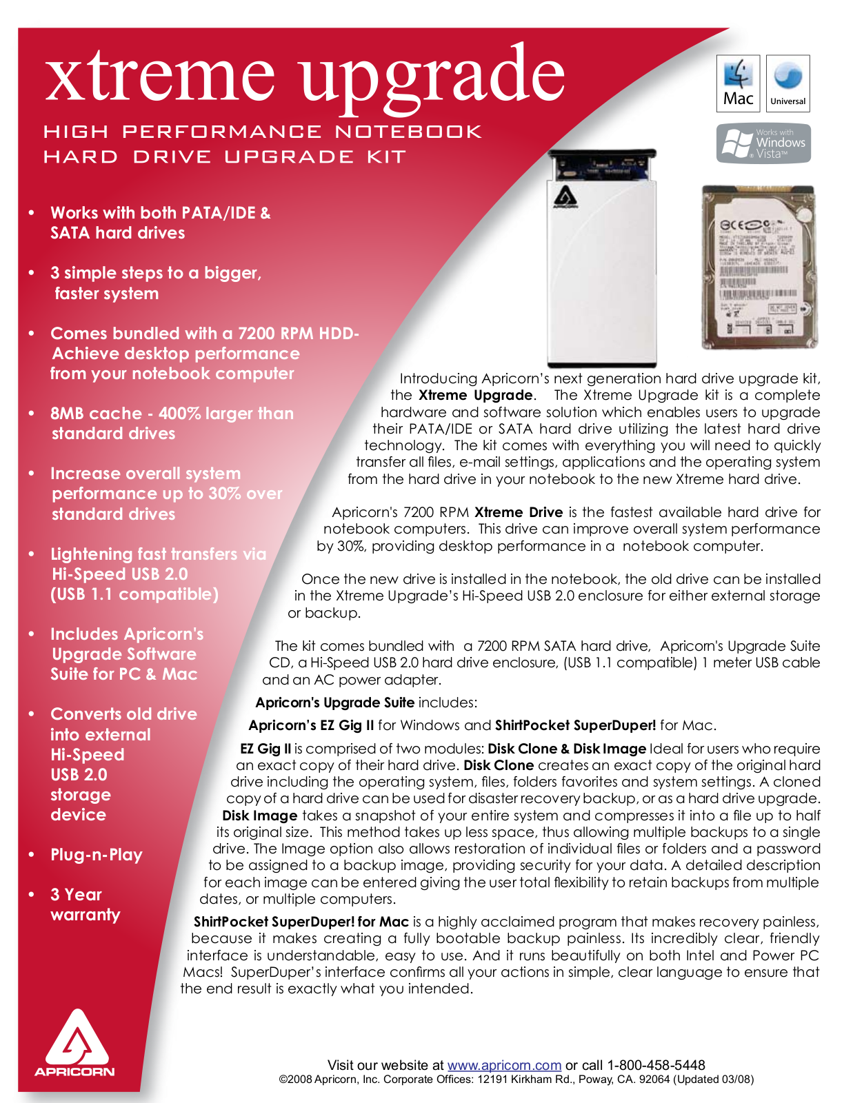 Apricorn XTREME UPGRADE Datasheet