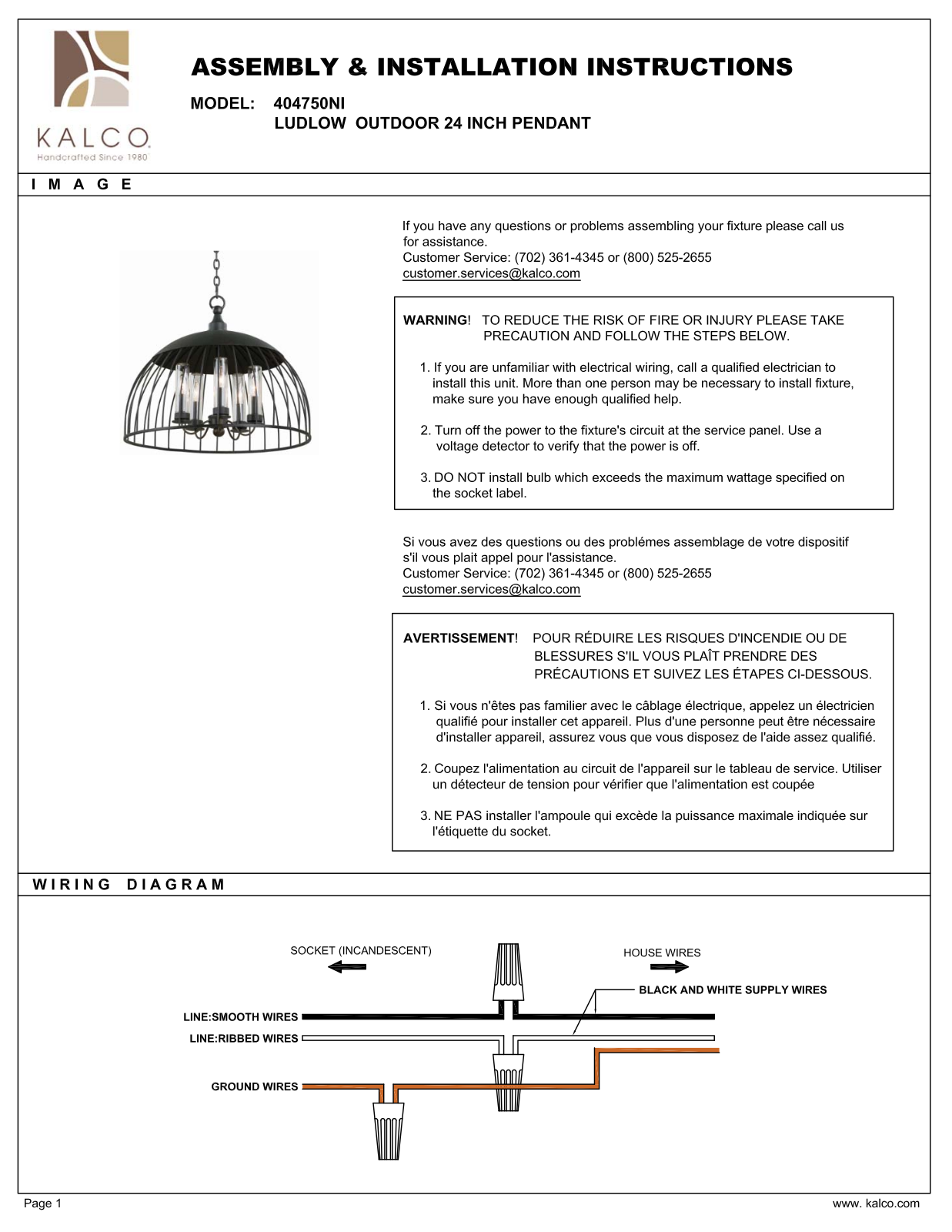 Kalco 404750NI User Manual