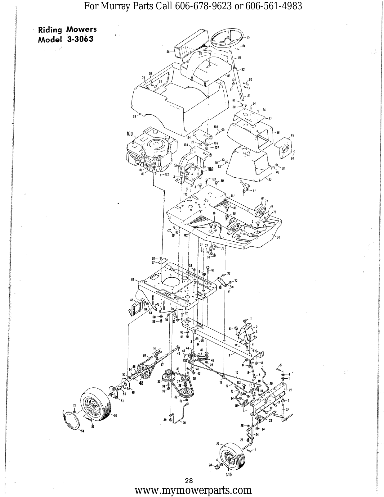 Murray 73-3063 Parts List