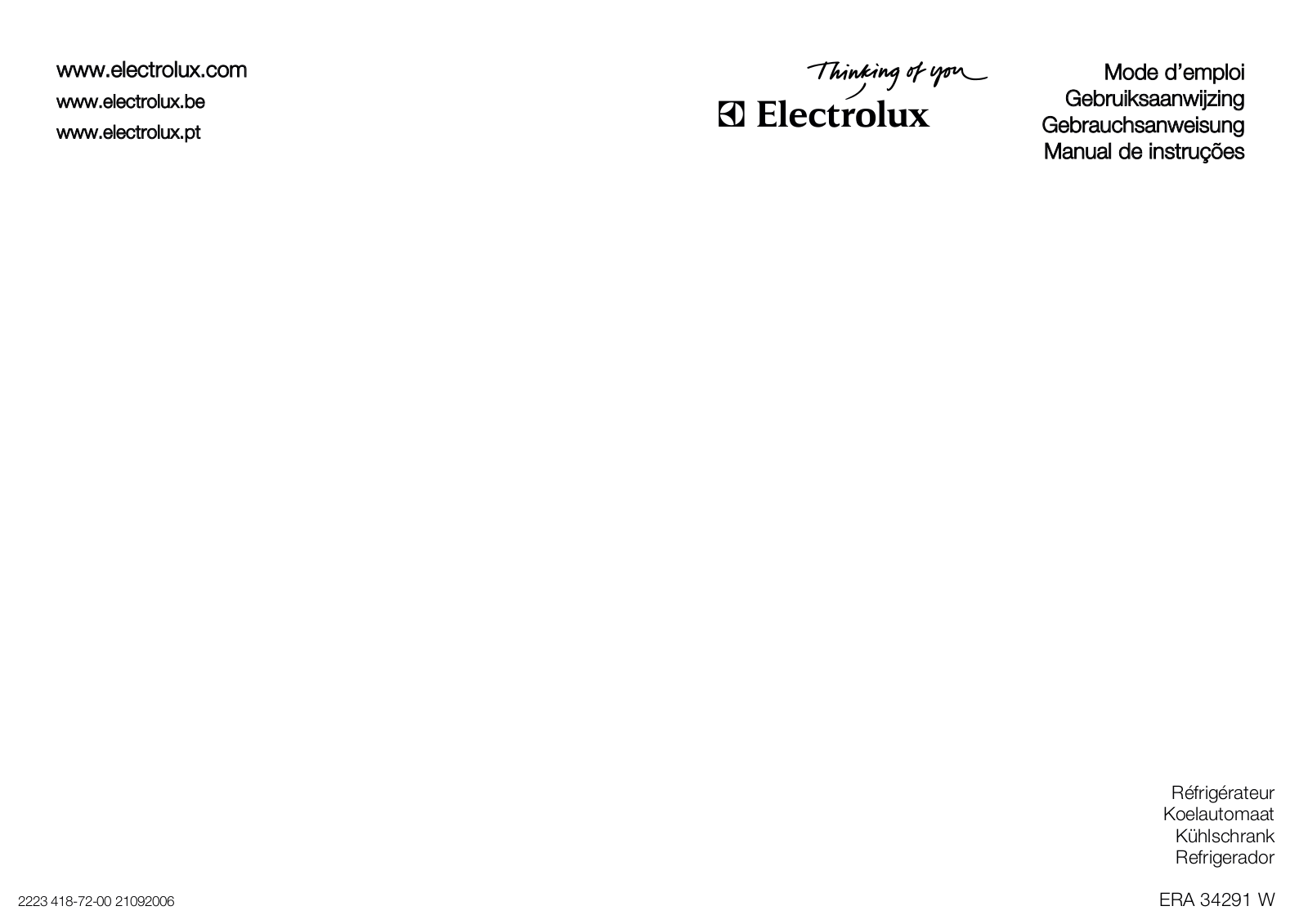 electrolux ERA34291W User Manual