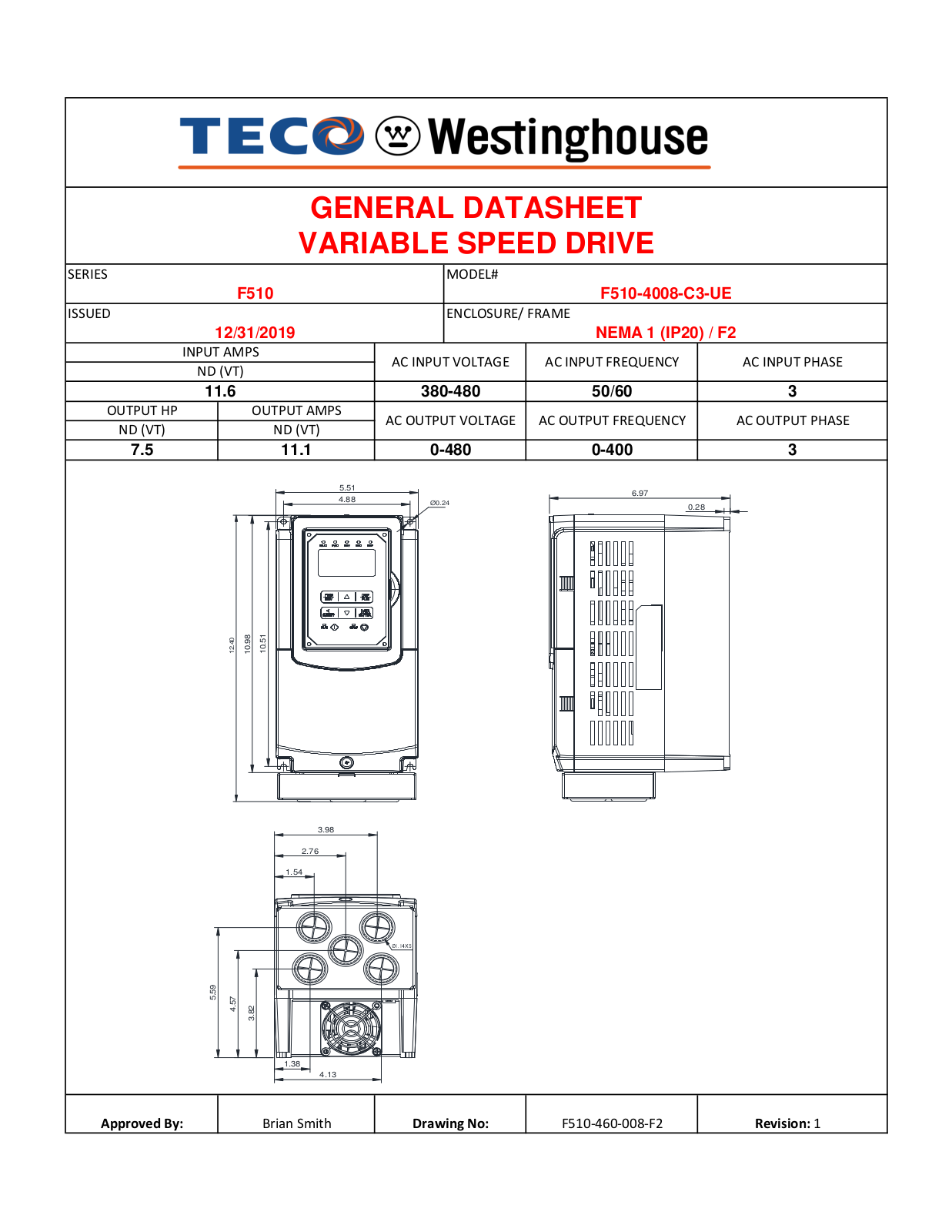 Teco F510-4008-C3-UE Data Sheet