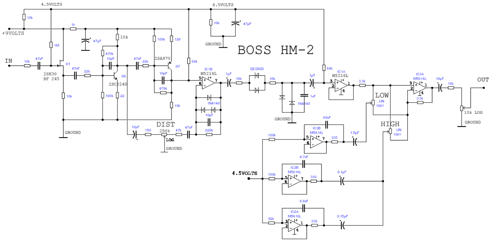 Roland hm2, hm2 schematic