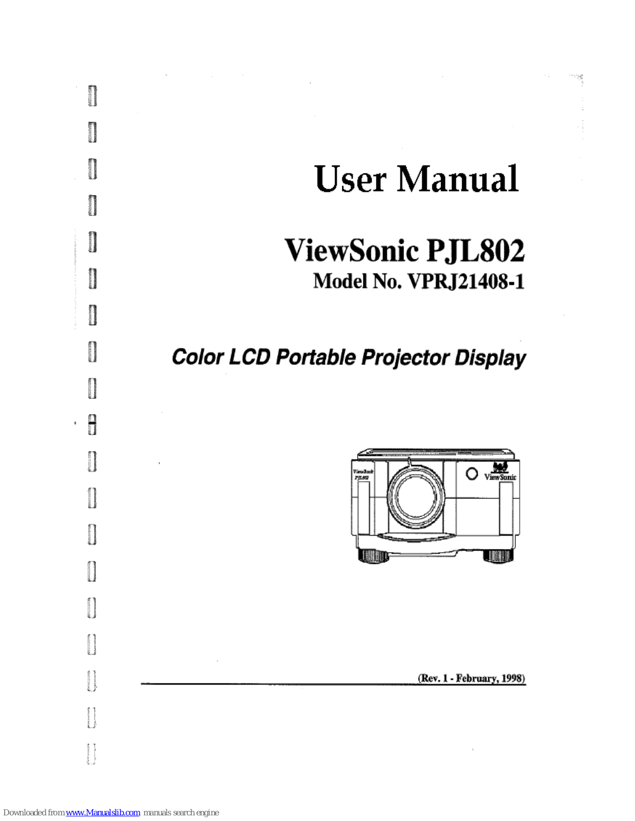 ViewSonic PJL802, VPRJ21408-1 User Manual