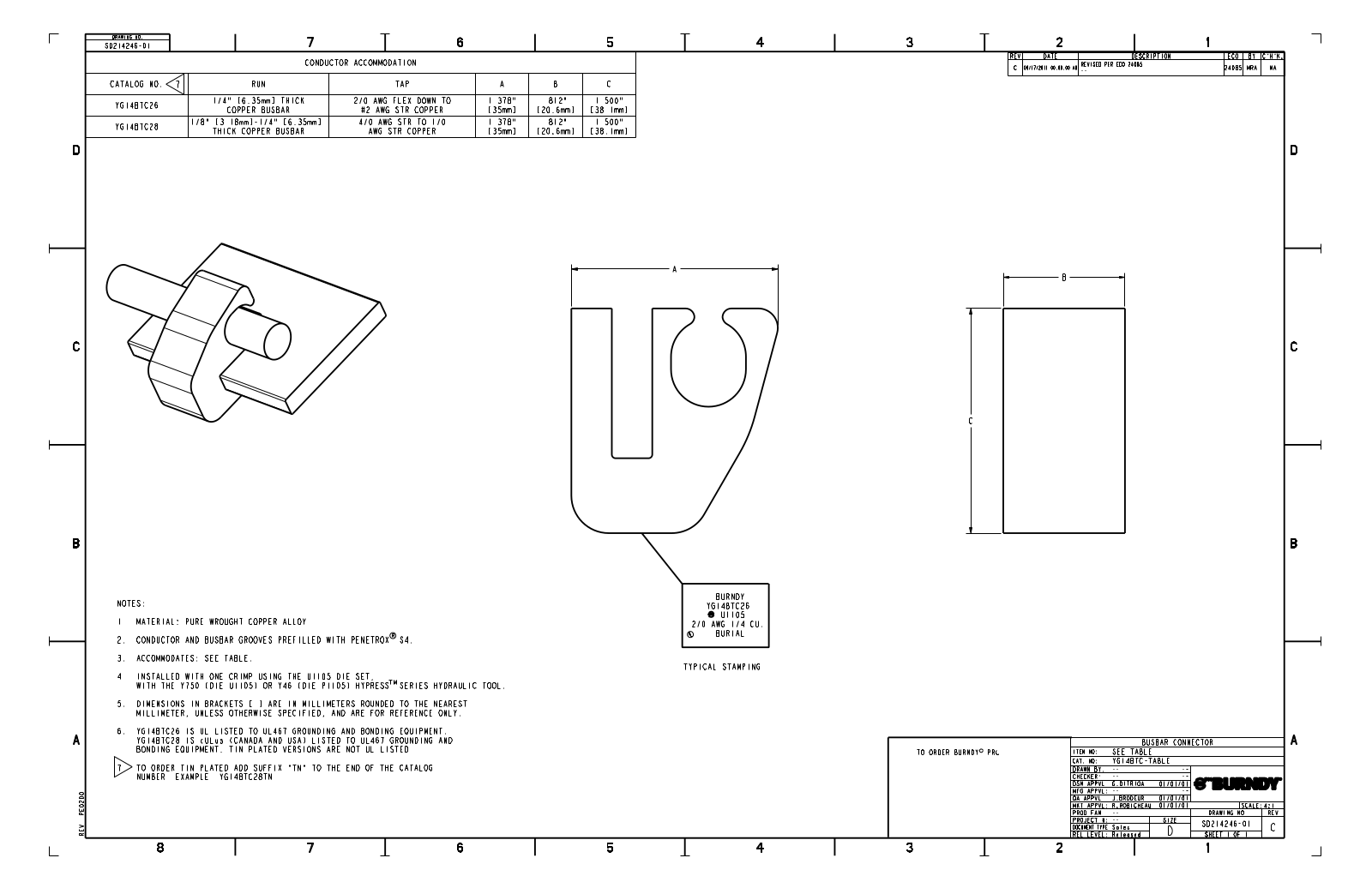 Burndy YG14BTC28 Data Sheet