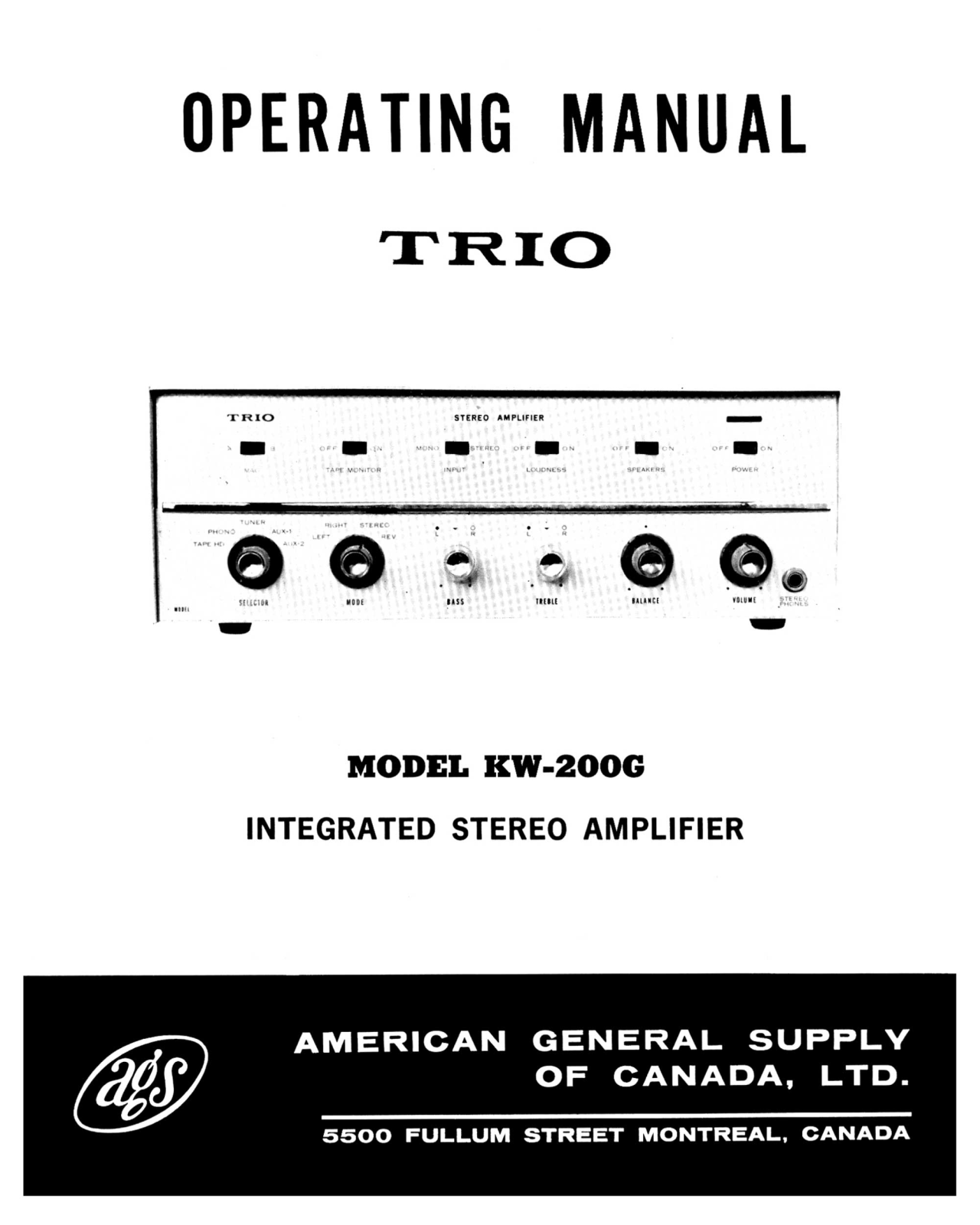 Kenwood Trio-KWG-200 Owners Manual