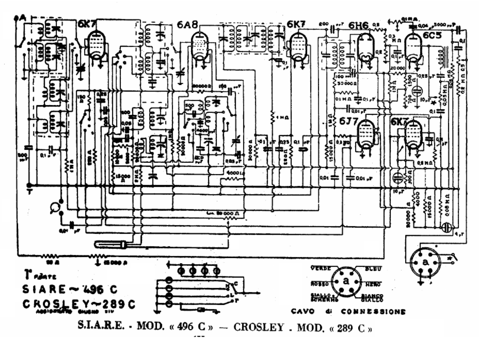 Siare Crosley 496c   289c schematic