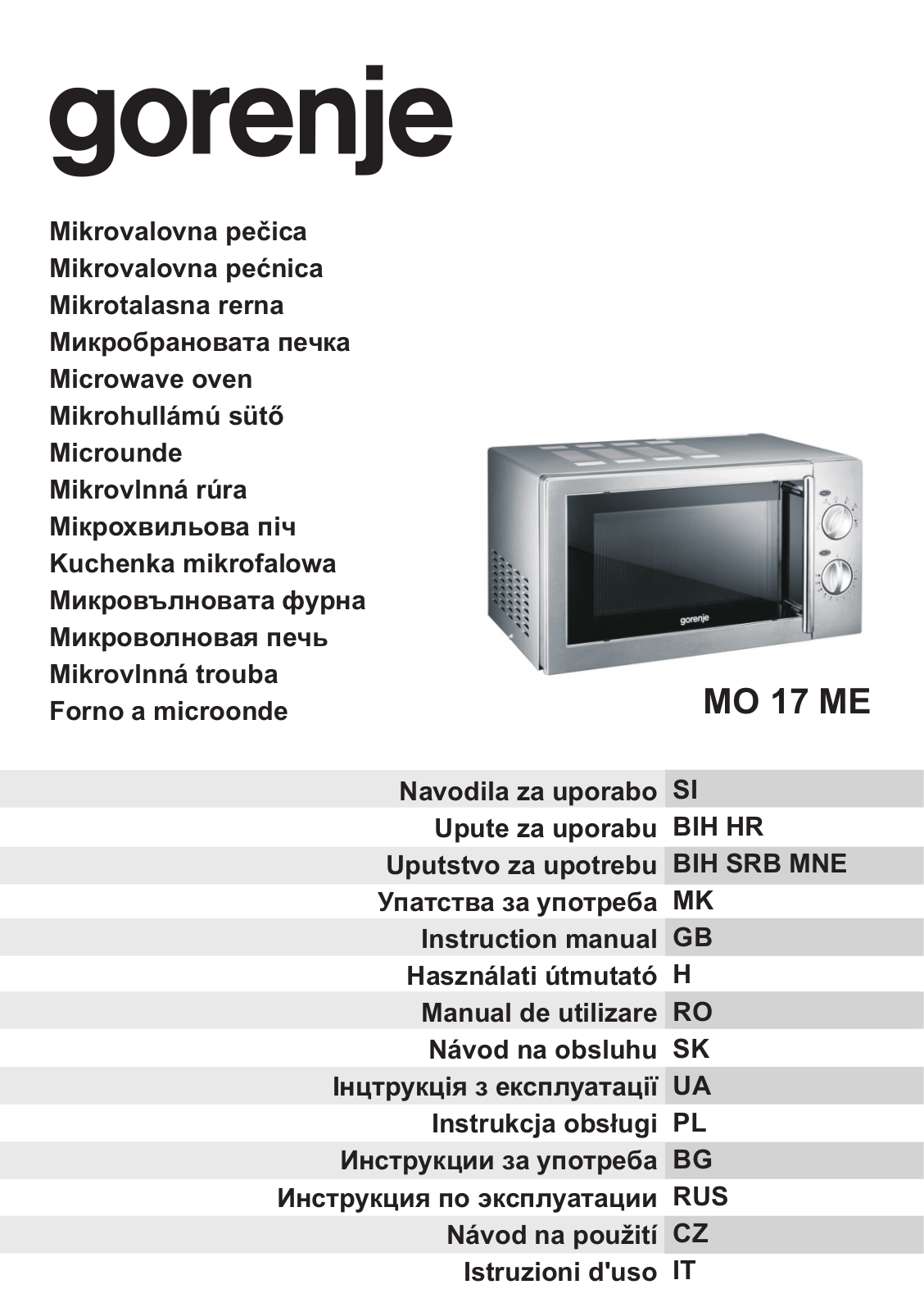 Gorenje MO 17 ME User Manual