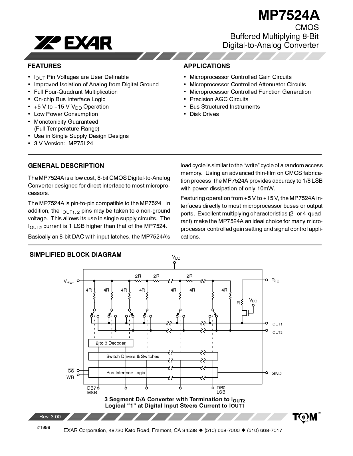 EXAR MP7524A Service Manual