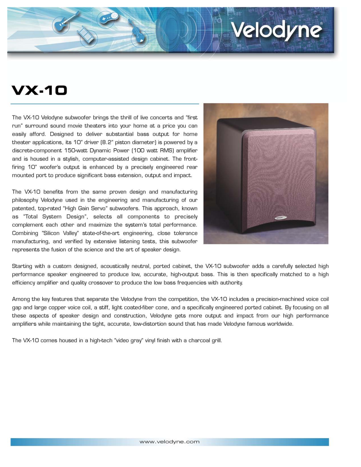 Velodyne Acoustics VX-10 Brochure