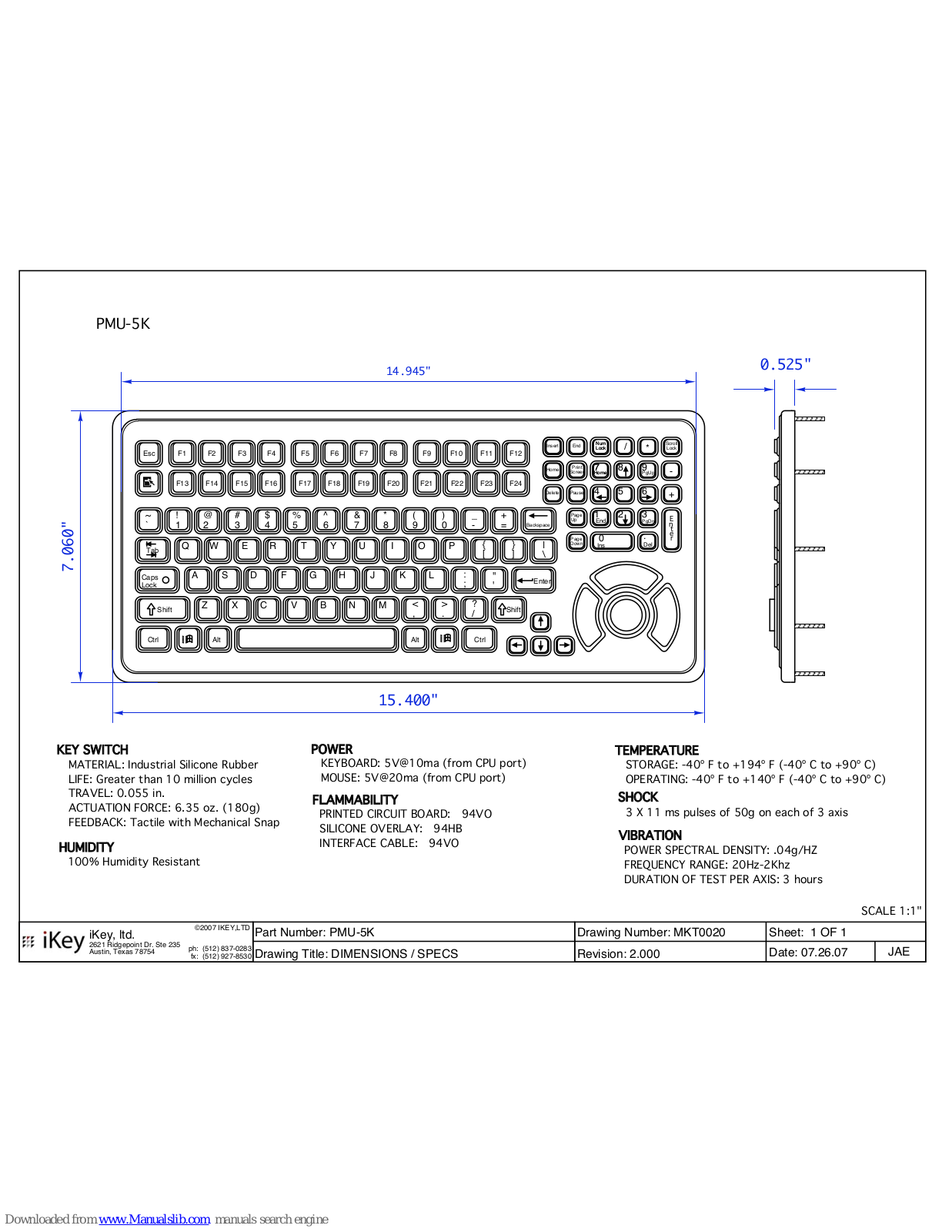 iKey PMU-5K Features & Dimensions