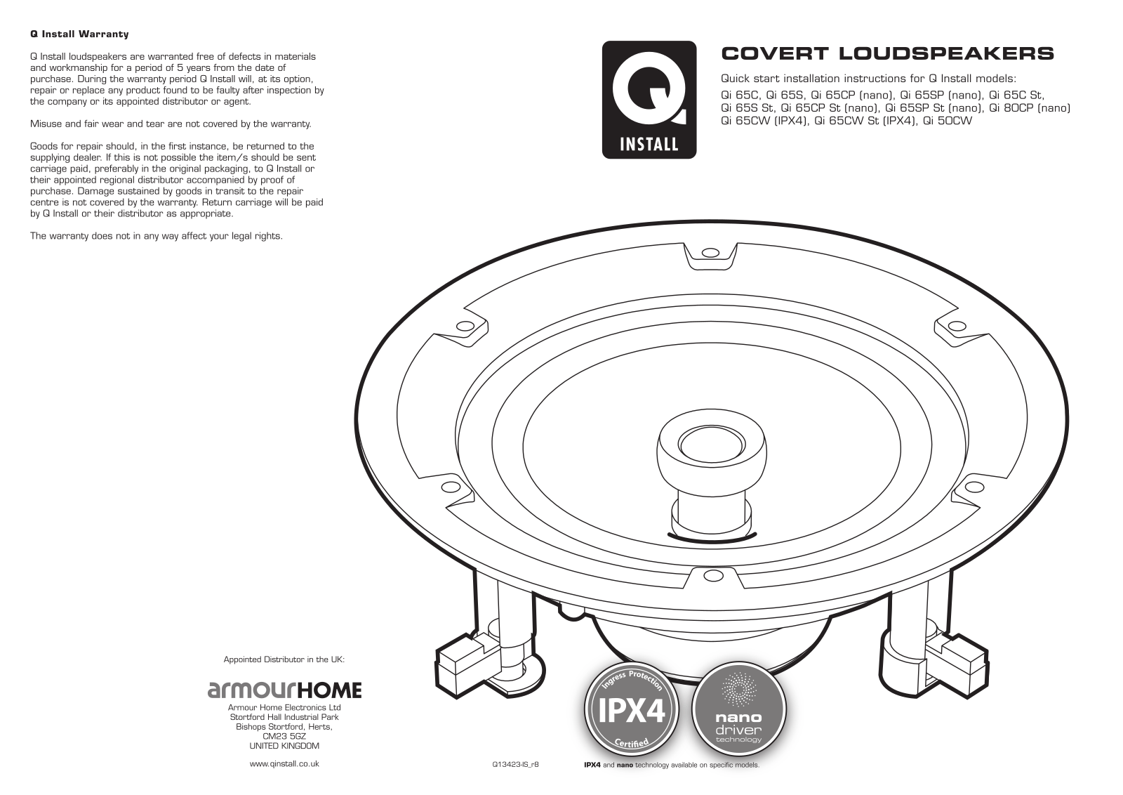 Q Acoustics Qi65C ST, Qi65CP, Qi65CW ST, Qi65S ST, Qi65SP User Manual