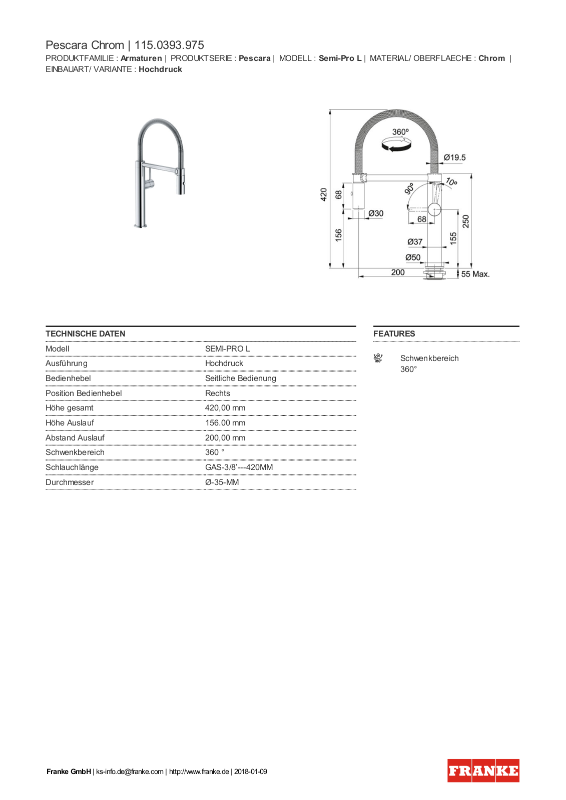 Franke 115.0393.975 Service Manual