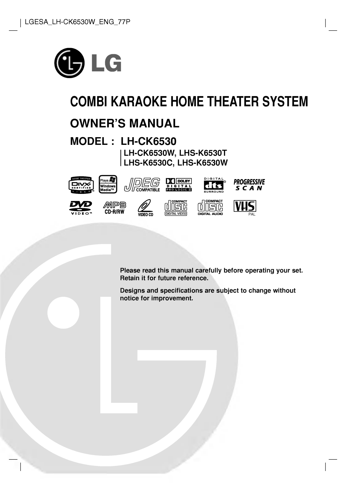 LG LH-CK6530W Manual book