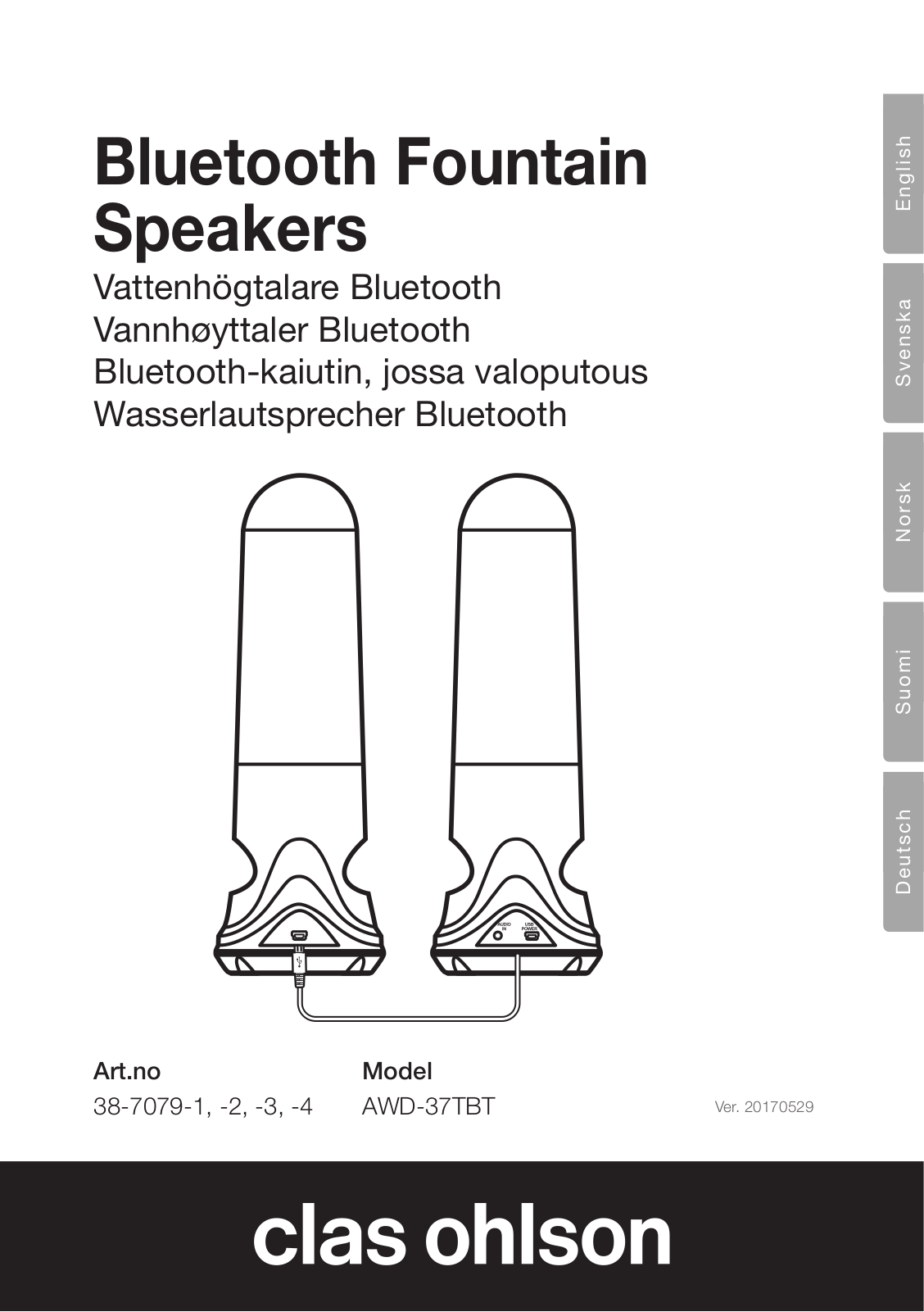 Clas Ohlson 38-7079-1, 38-7079-2, 38-7079-4, AWD-37TBT, 38-7079-3 Instruction Manual