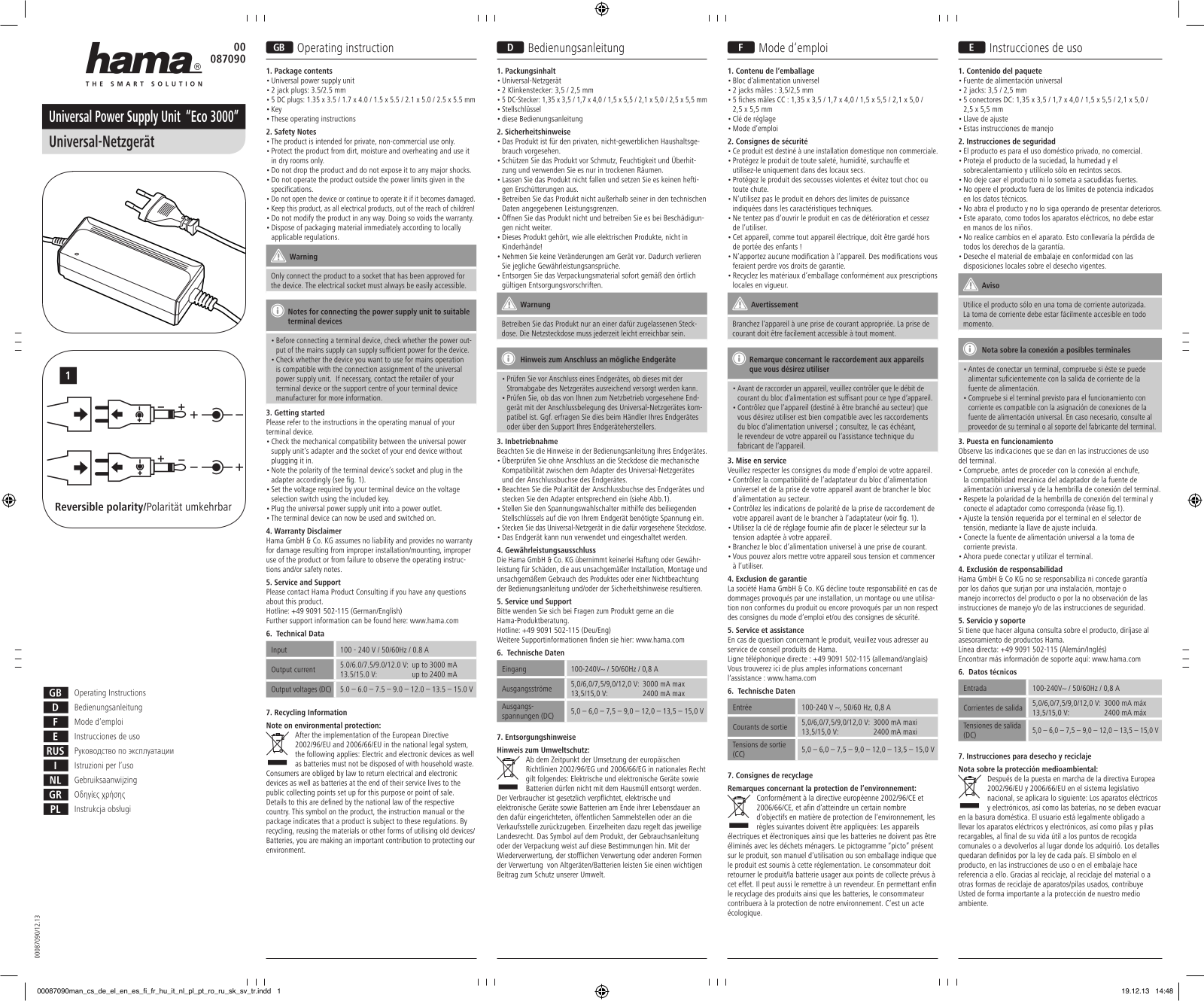 Hama 00087090 User manual