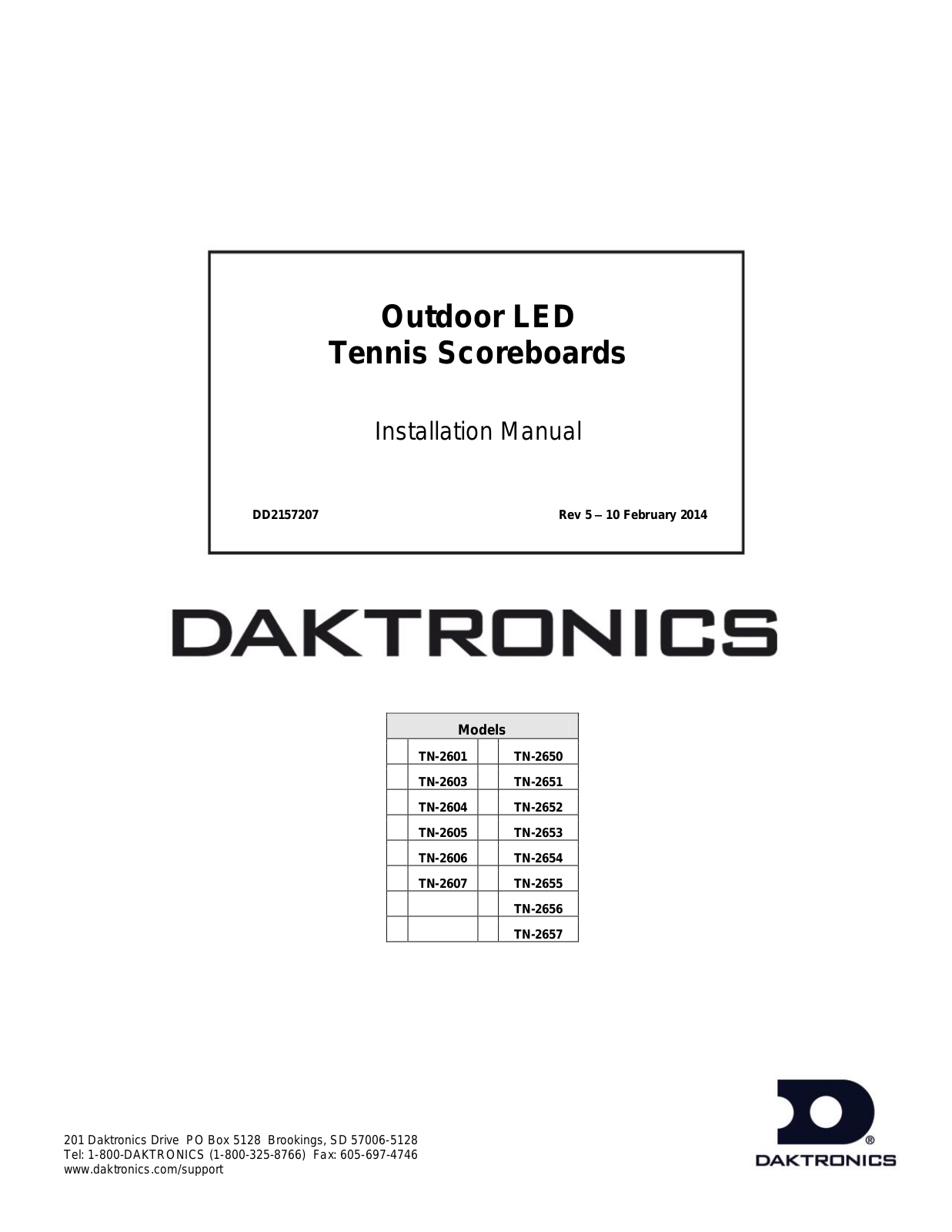 Daktronics TN-2601 User Manual