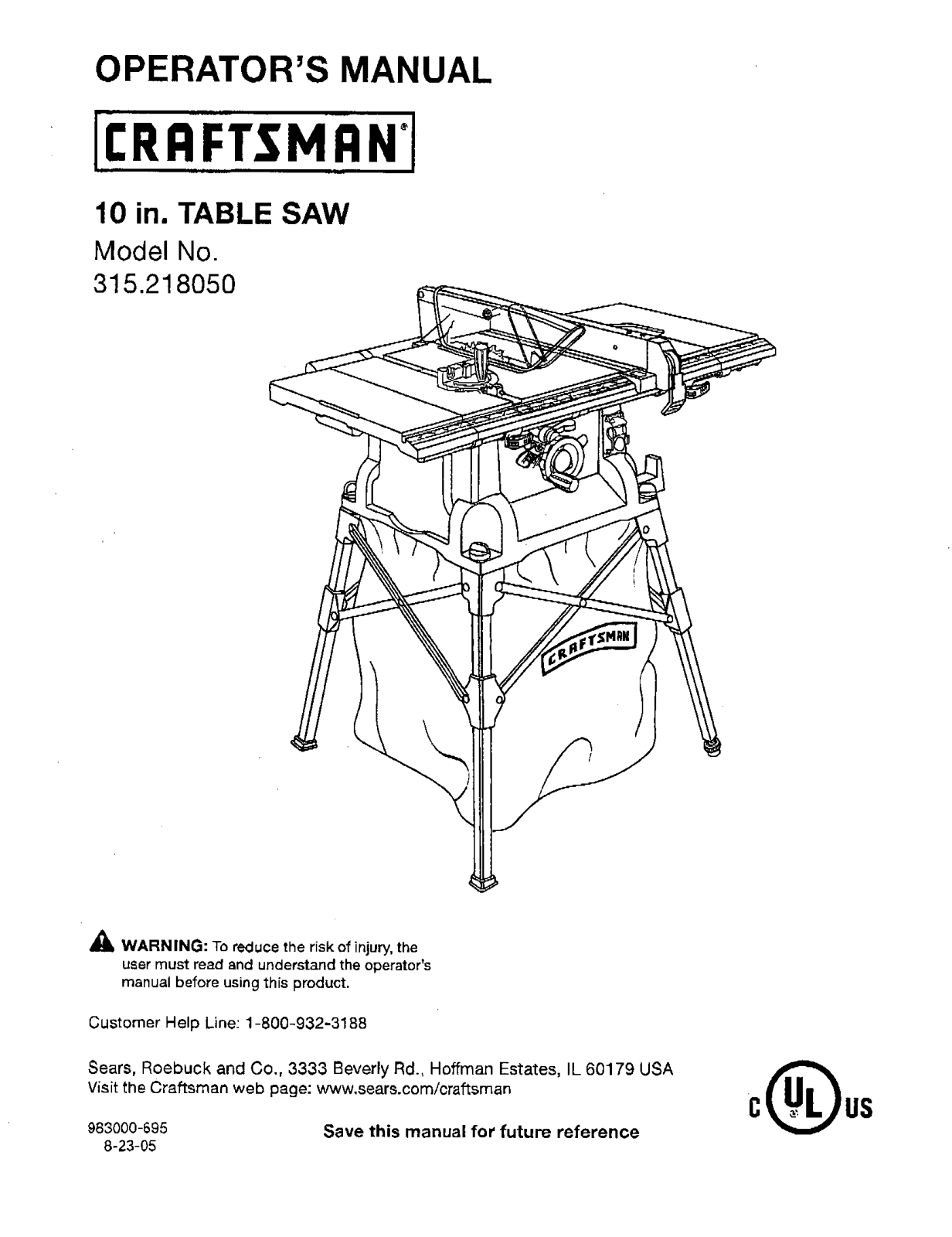 Craftsman 315.218050 User Manual