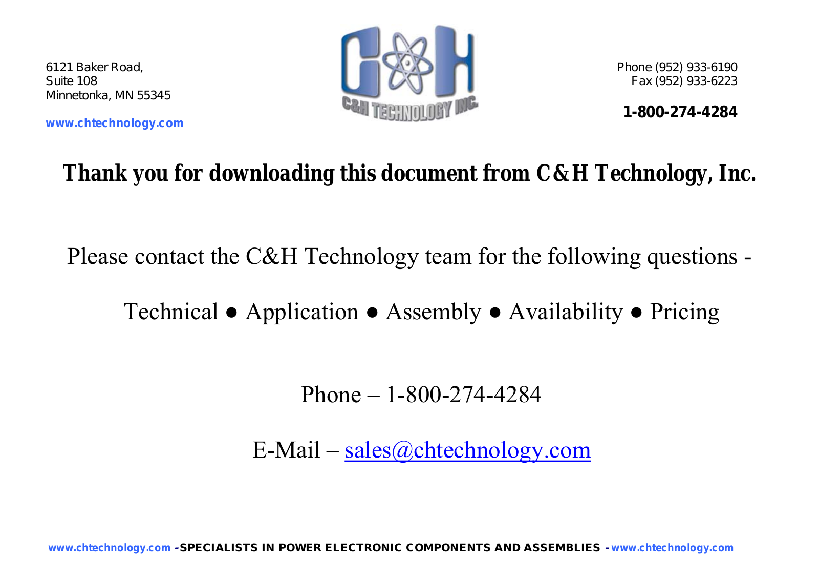 Datasheet C180-80KNS Datasheet (C&H Technology) - ManualMachine.com