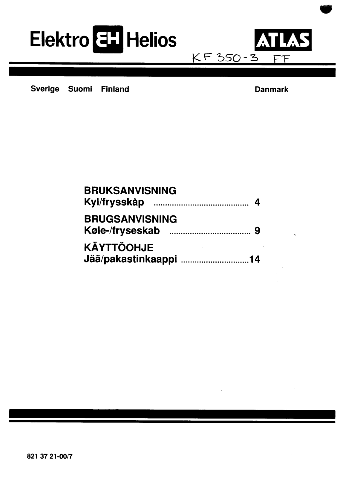 Elektro helios KF350-TFF, KF350-3FF User Manual