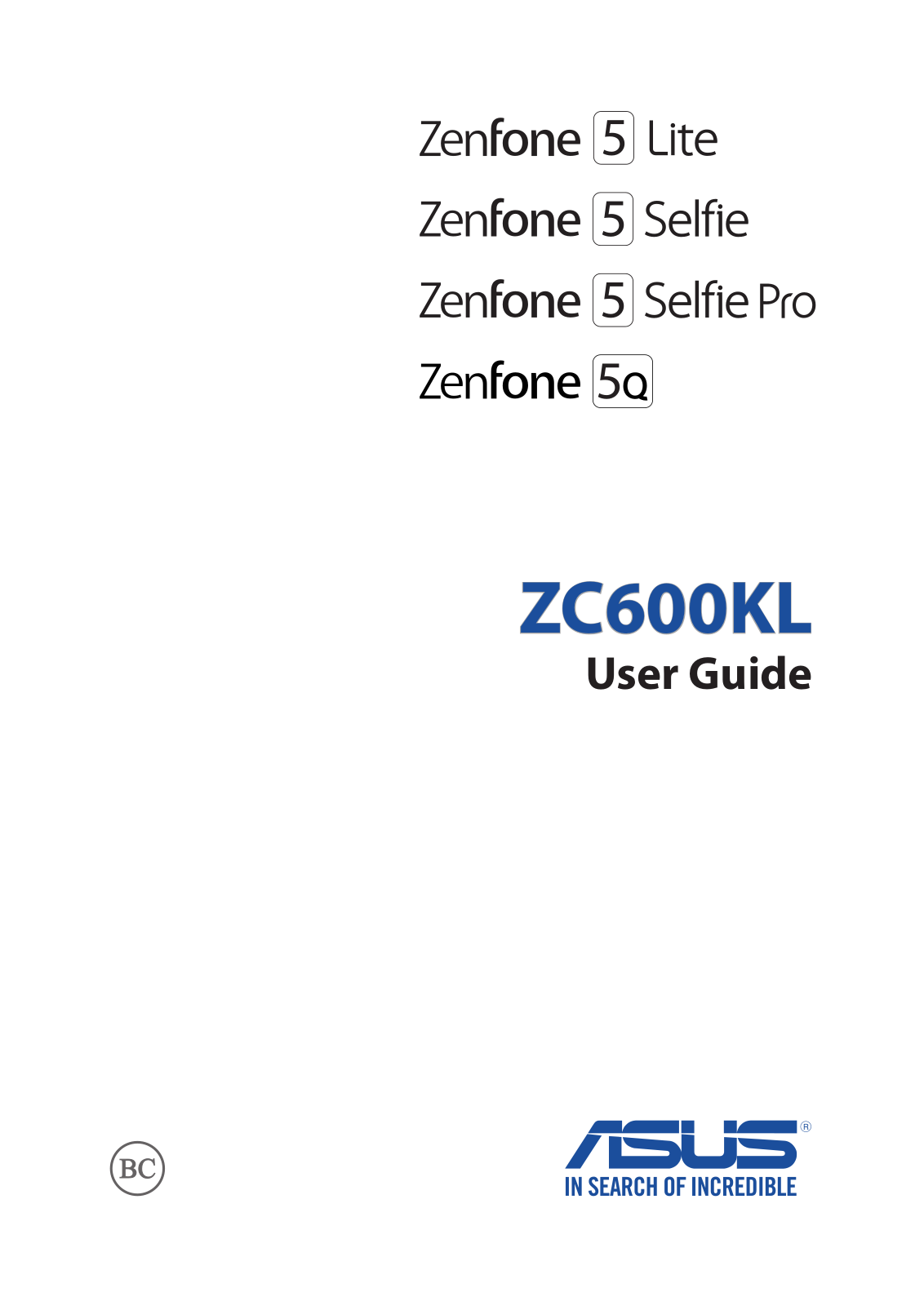 Asus ZC600KL User Manual