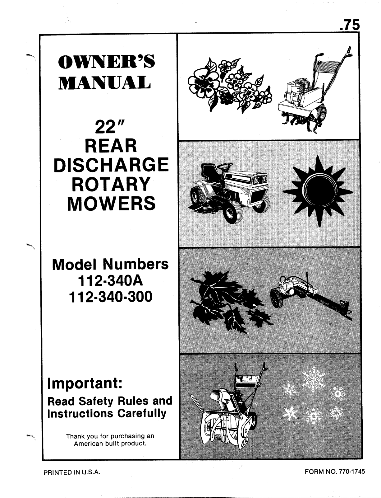 Bolens 112-340-300 User Manual