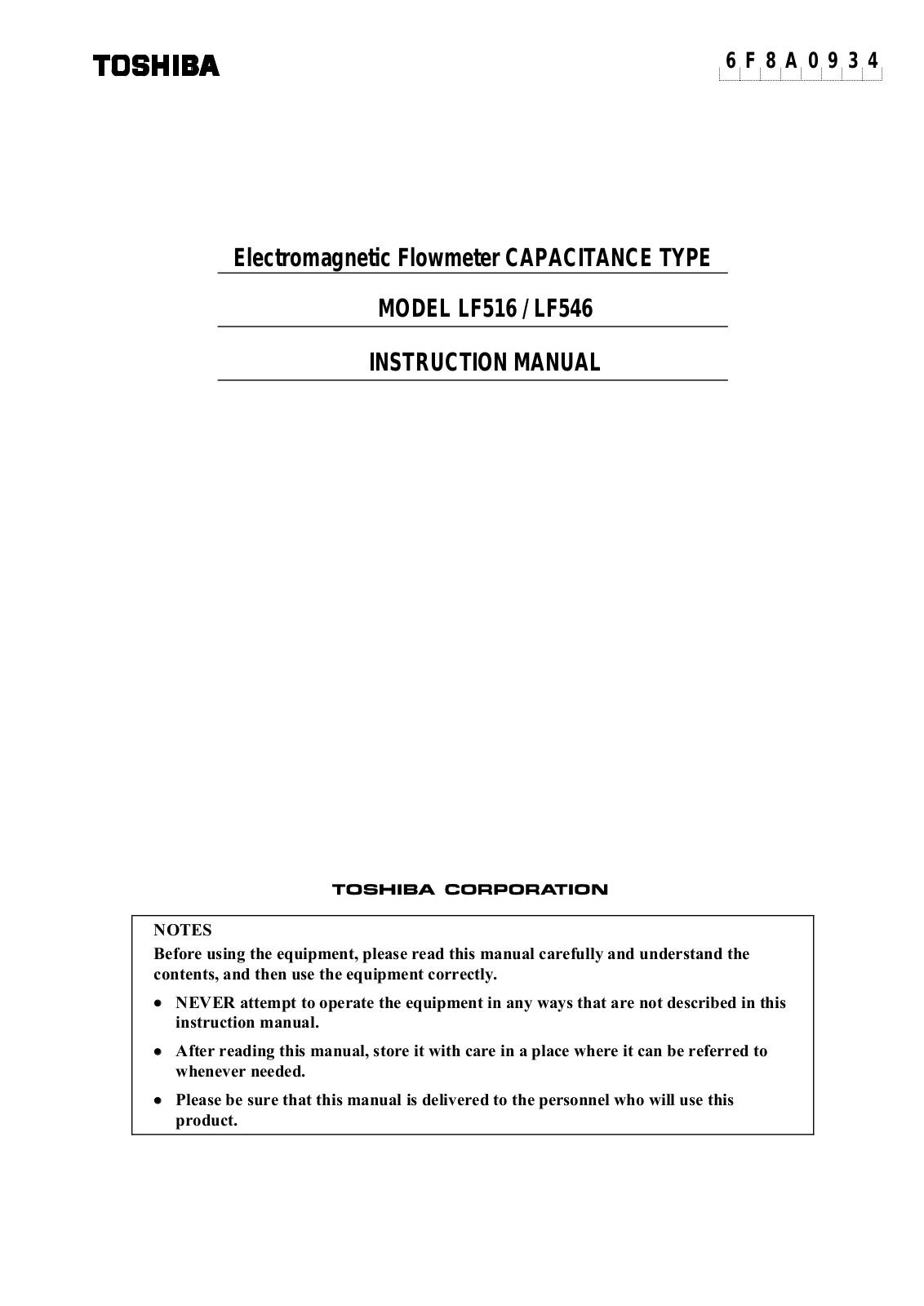 Toshiba LF516, LF546 User Manual