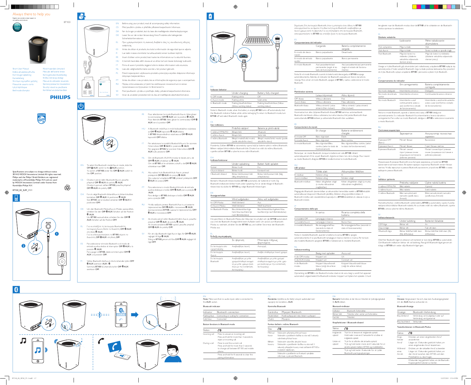 Philips BT100 Quick start guide