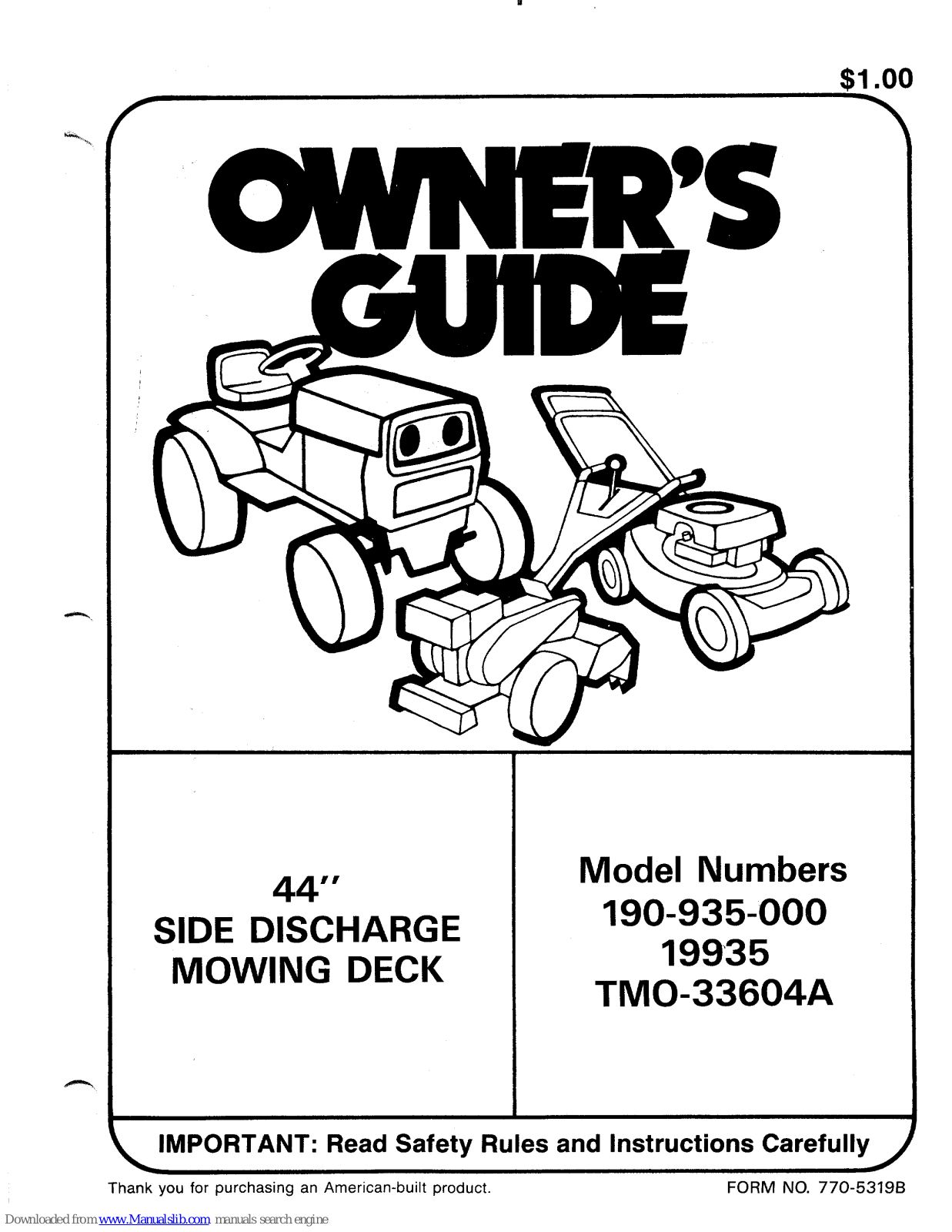 MTD 19935, 190-935-000 Owner's Manual