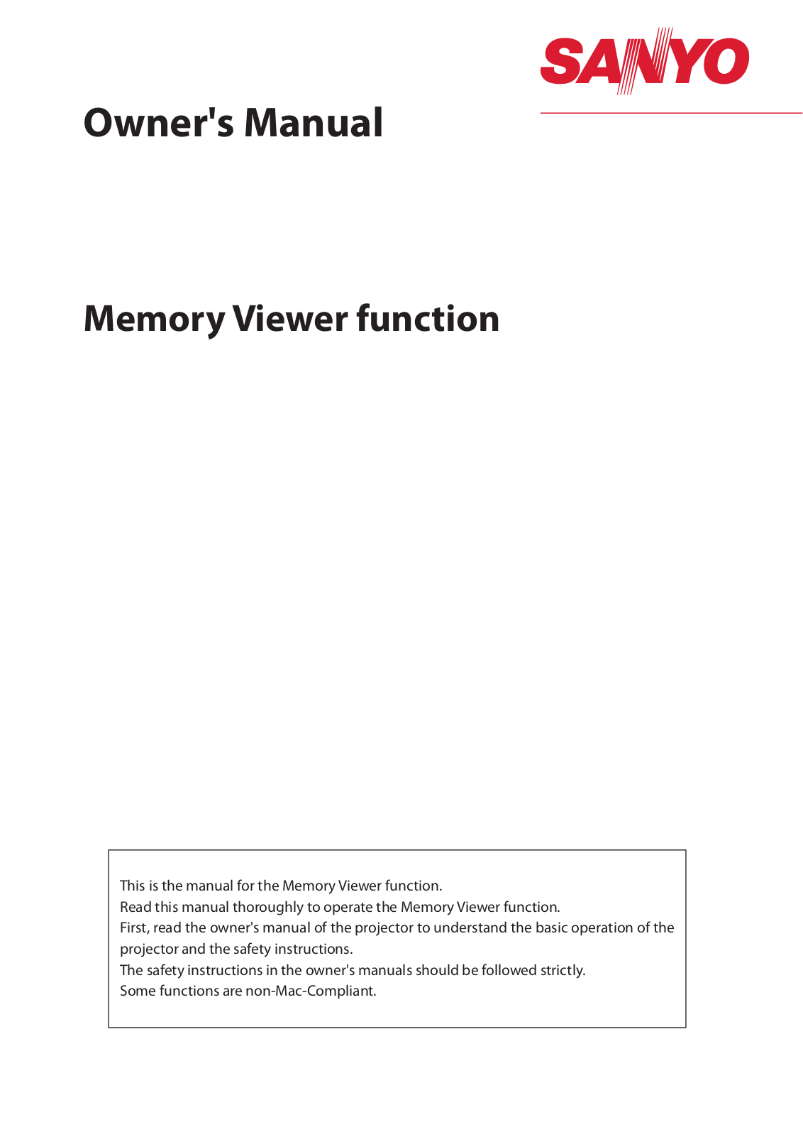 Sanyo Memory Viewer Instruction Manual