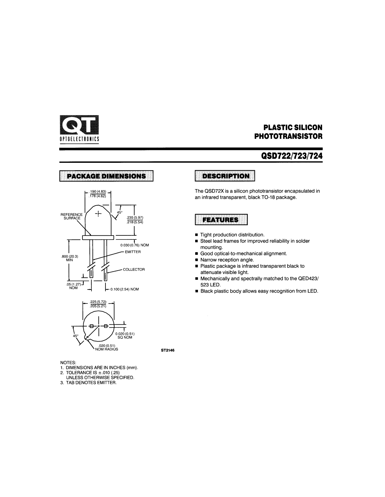 QT QSD723, QSD724, QSD722 Datasheet